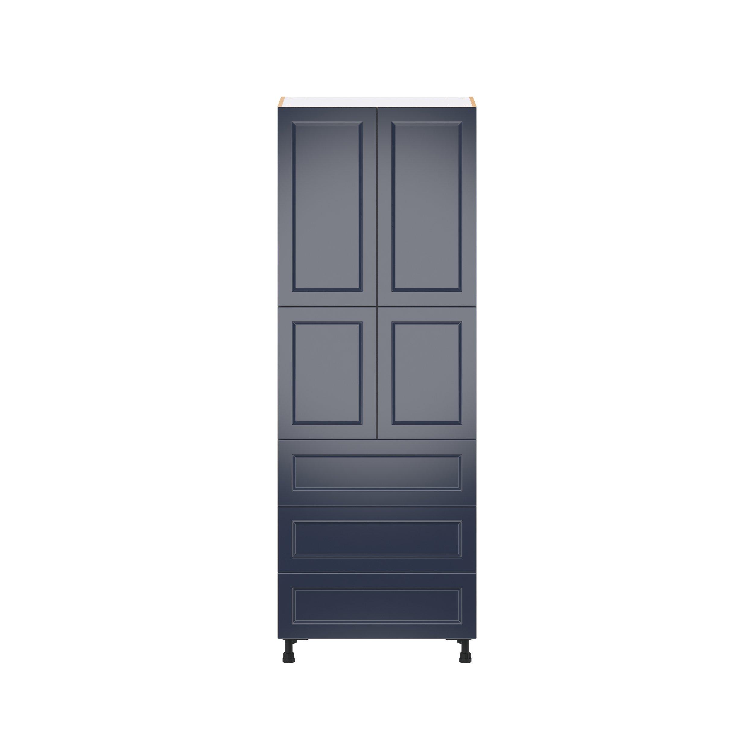Peachtree 30 in. Painted Midnight Blue Door and Drawer Pantry Cabinet with Inner Pull-Out