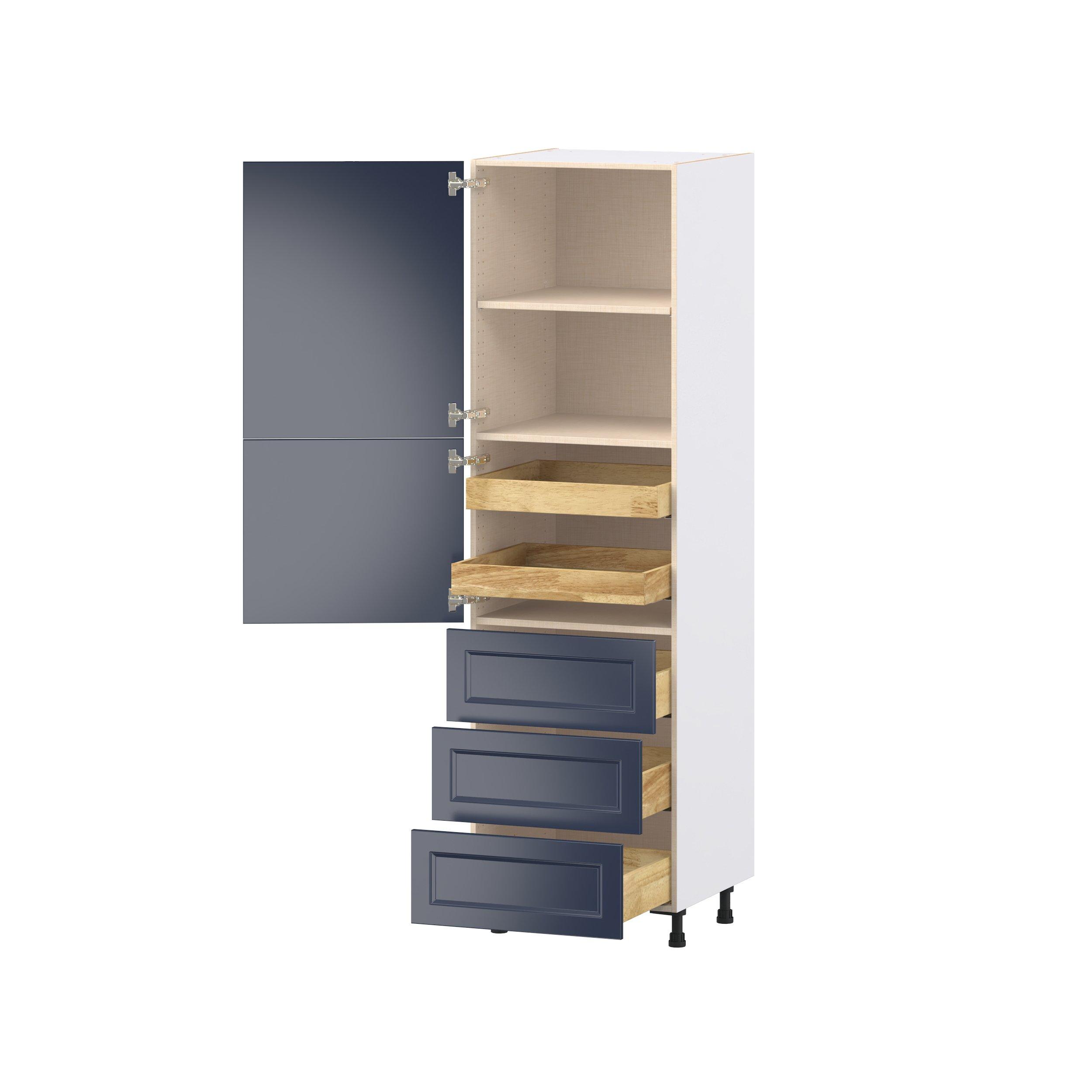 Peachtree 24 in. Painted Midnight Blue Door and Drawer Pantry Cabinet with Inner Pull-Out