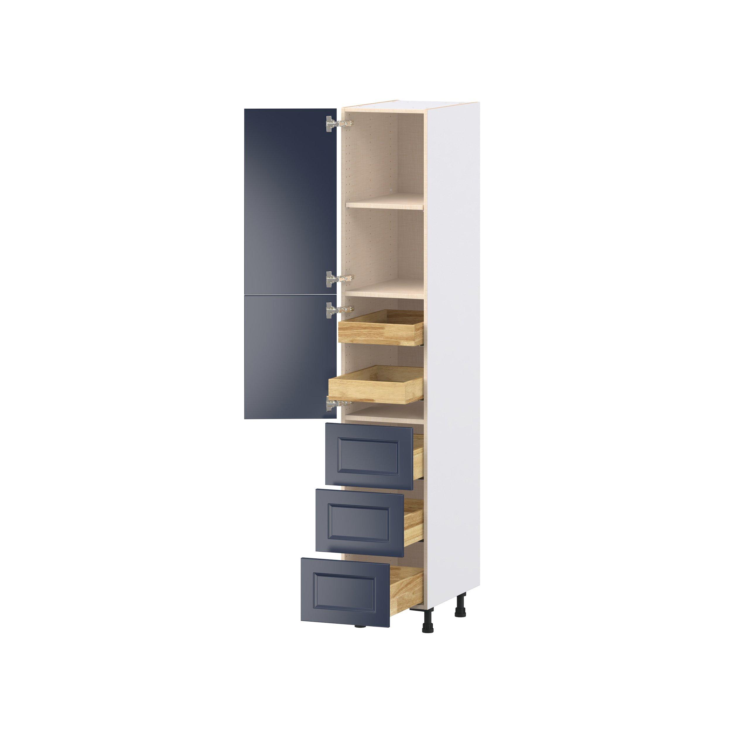 Peachtree 15 in. Painted Midnight Blue Door and Drawer Pantry Cabinet with Inner Pull-Out