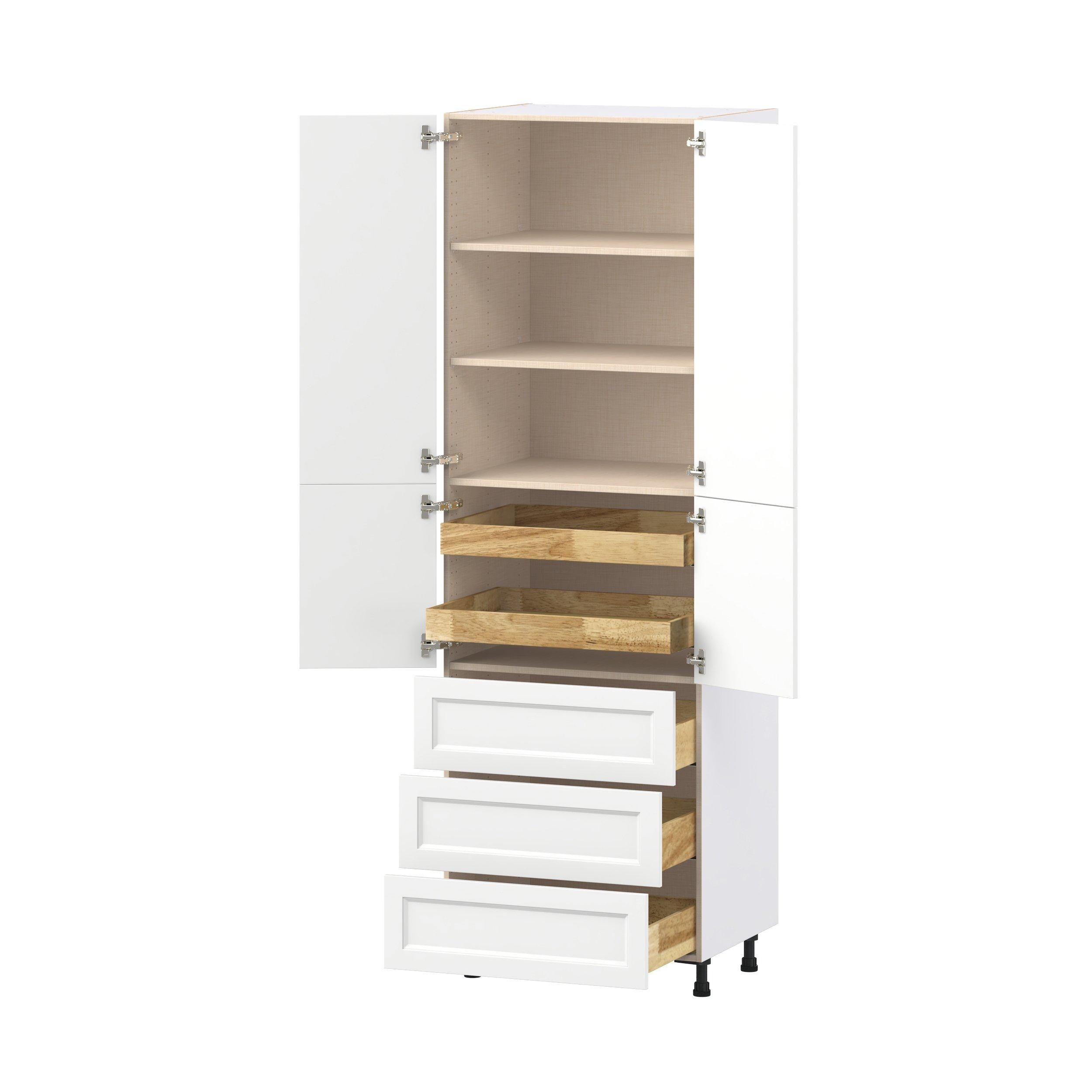 Peachtree 30 in. Painted Bright White Door and Drawer Pantry Cabinet with Inner Pull-Out