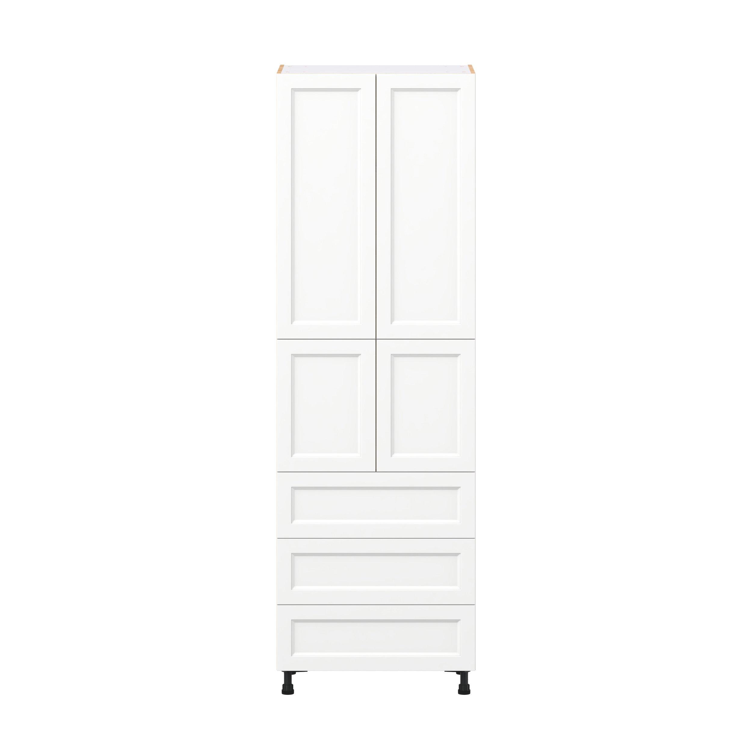 Peachtree 30 in. Painted Bright White Door and Drawer Pantry Cabinet with Inner Pull-Out