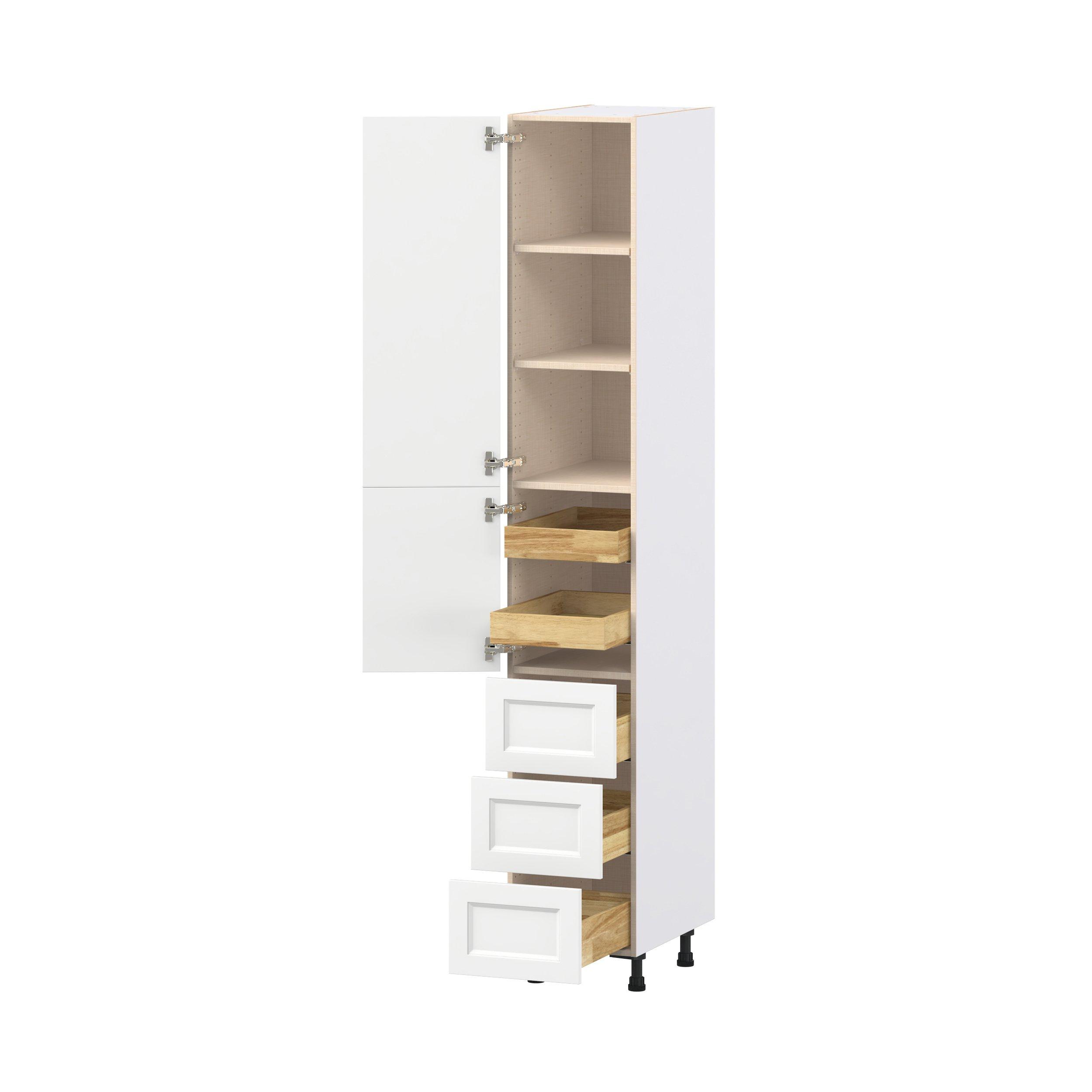 Peachtree 15 in. Painted Bright White Door and Drawer Pantry Cabinet with Inner Pull-Out