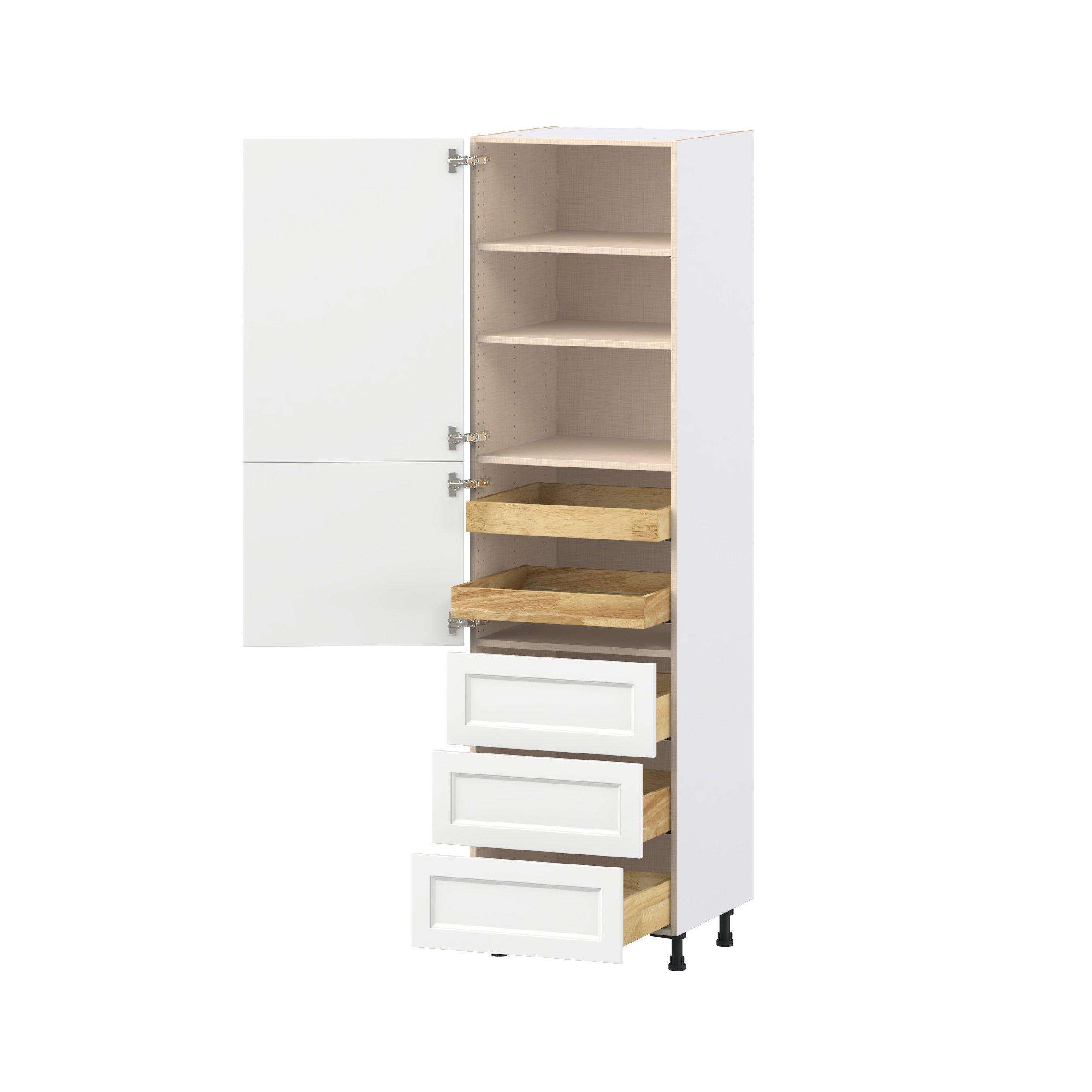 Peachtree 24 in. Painted Bright White Door and Drawer Pantry Cabinet with Inner Pull-Out