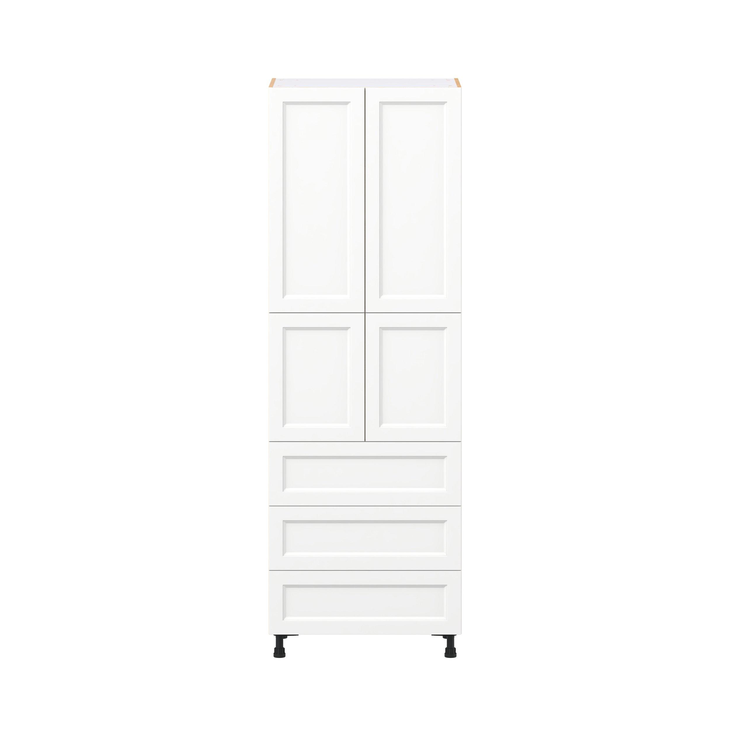 Peachtree 30 in. Painted Bright White Door and Drawer Pantry Cabinet with Inner Pull-Out