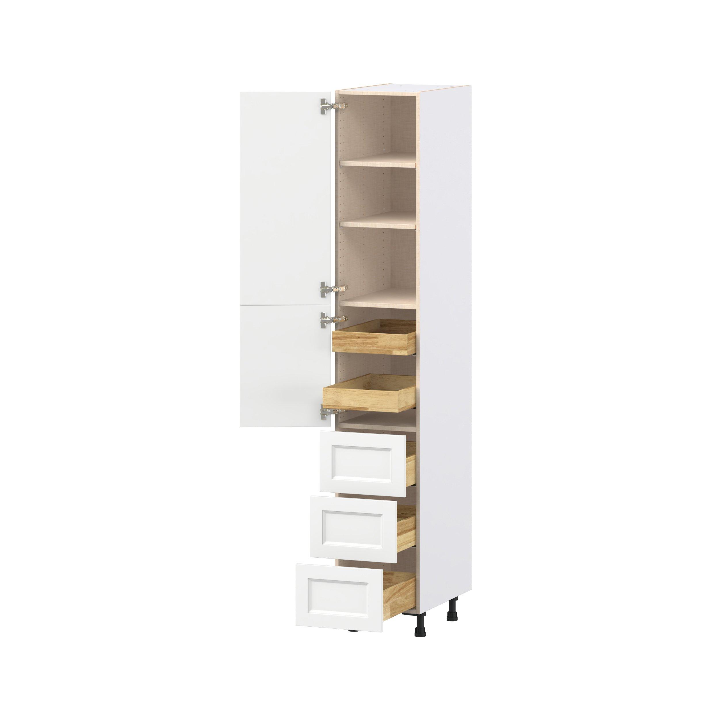 Peachtree 15 in. Painted Bright White Door and Drawer Pantry Cabinet with Inner Pull-Out