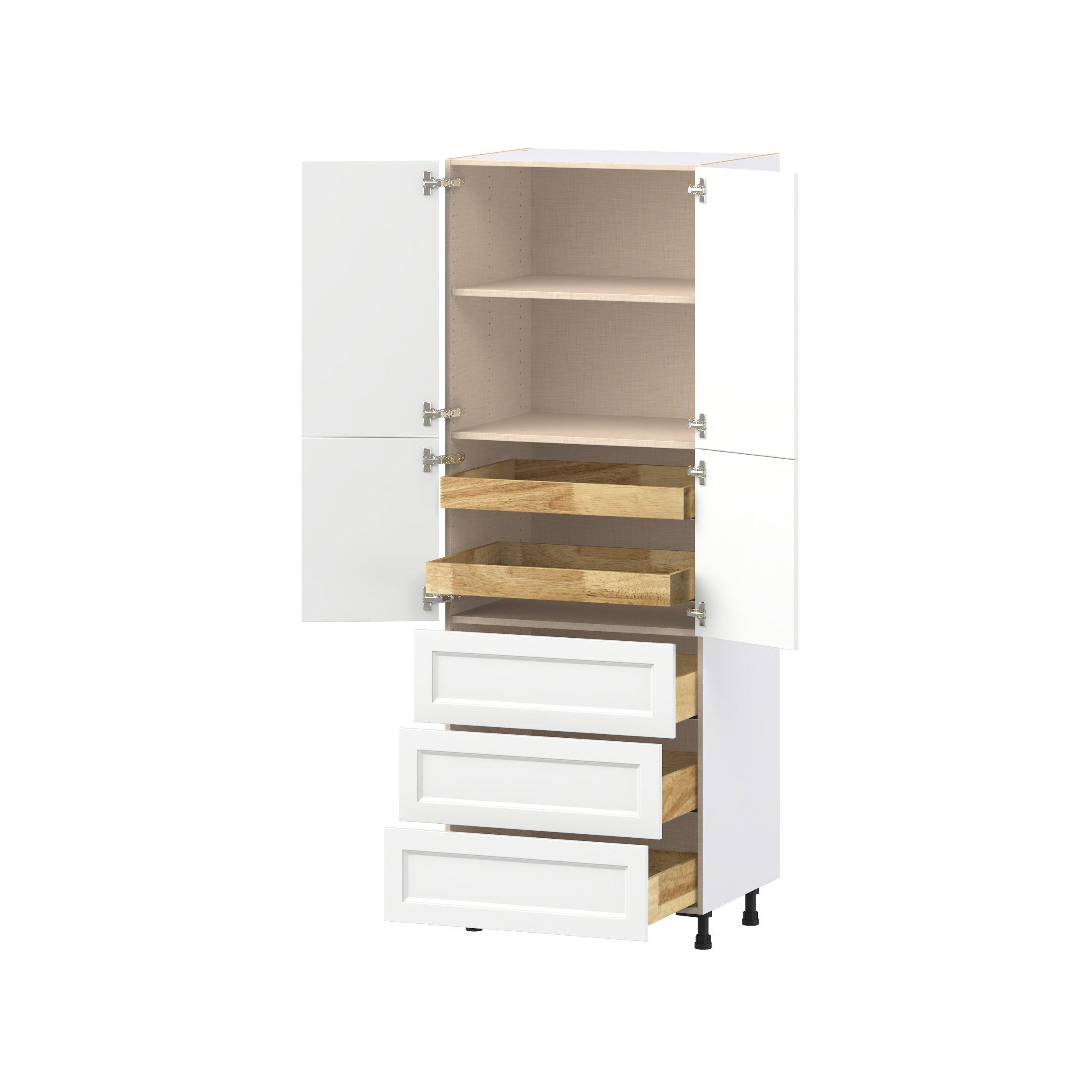 Peachtree 30 in. Painted Bright White Door and Drawer Pantry Cabinet with Inner Pull-Out