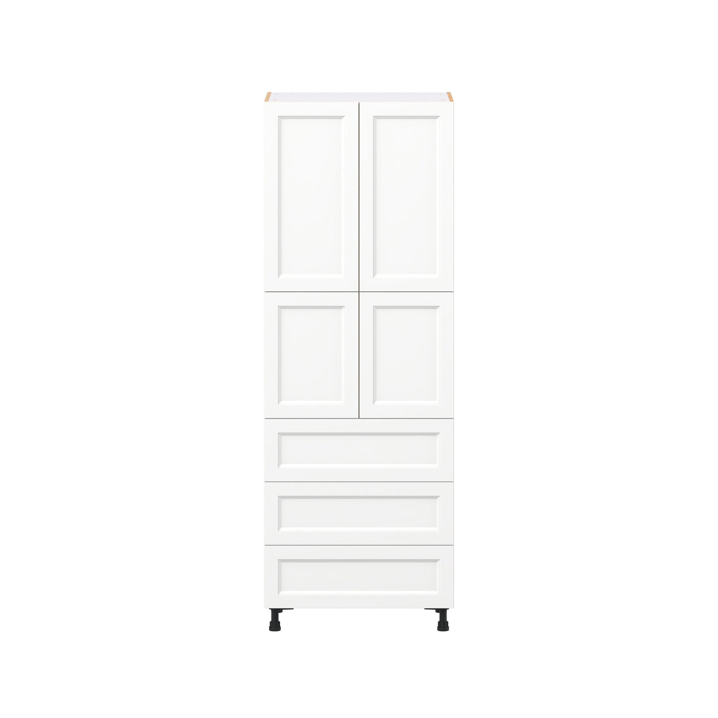 Peachtree 30 in. Painted Bright White Door and Drawer Pantry Cabinet with Inner Pull-Out