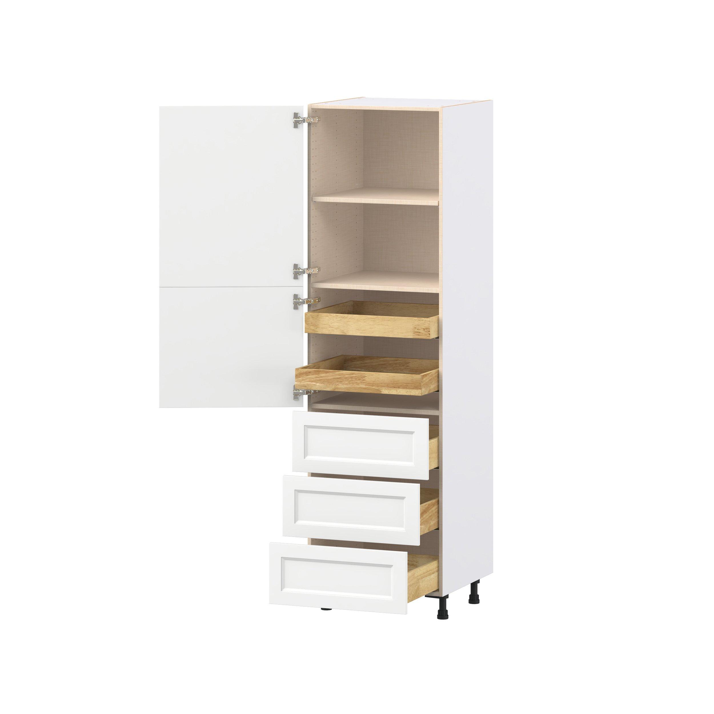 Peachtree 24 in. Painted Bright White Door and Drawer Pantry Cabinet with Inner Pull-Out