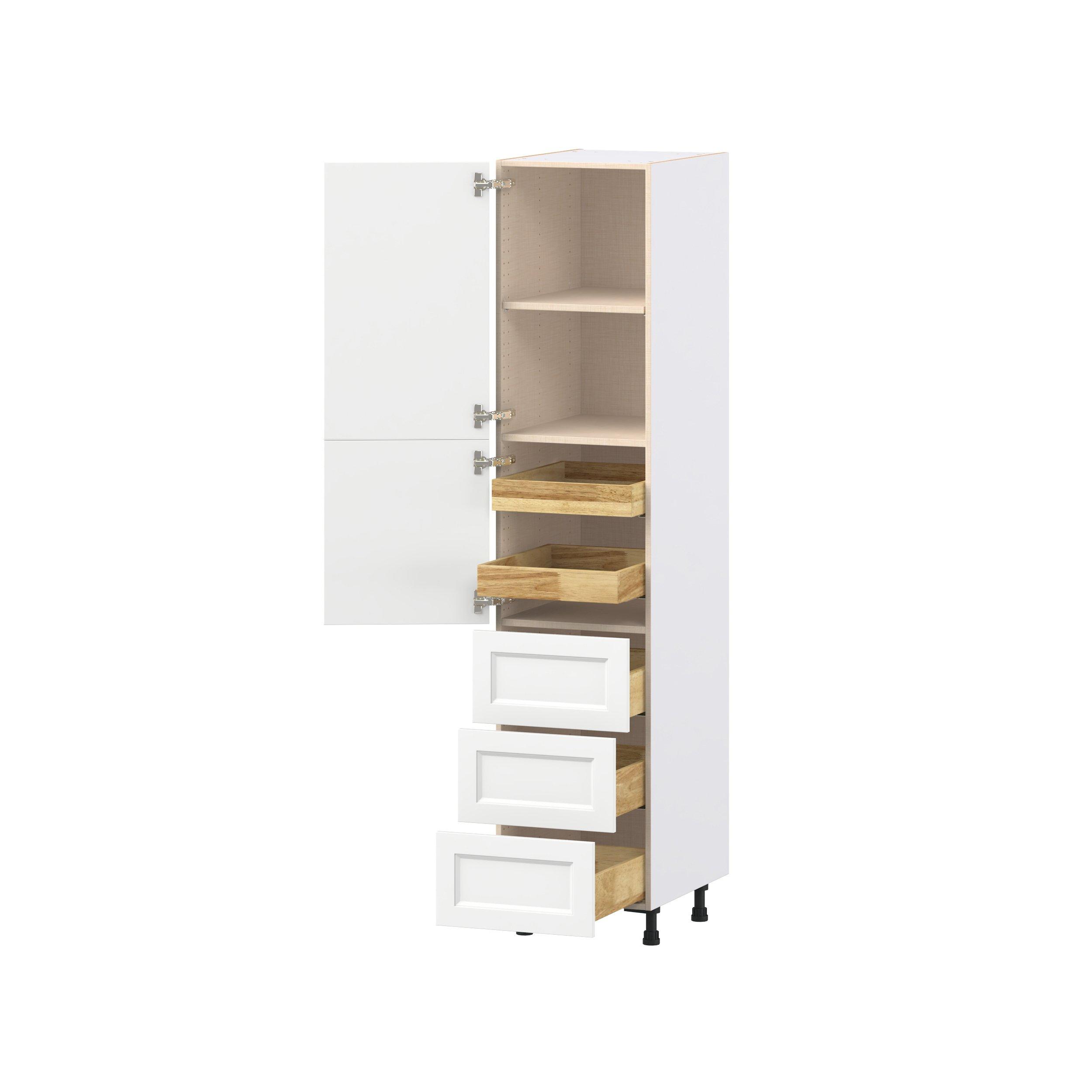 Peachtree 18 in. Painted Bright White Door and Drawer Pantry Cabinet with Inner Pull-Out