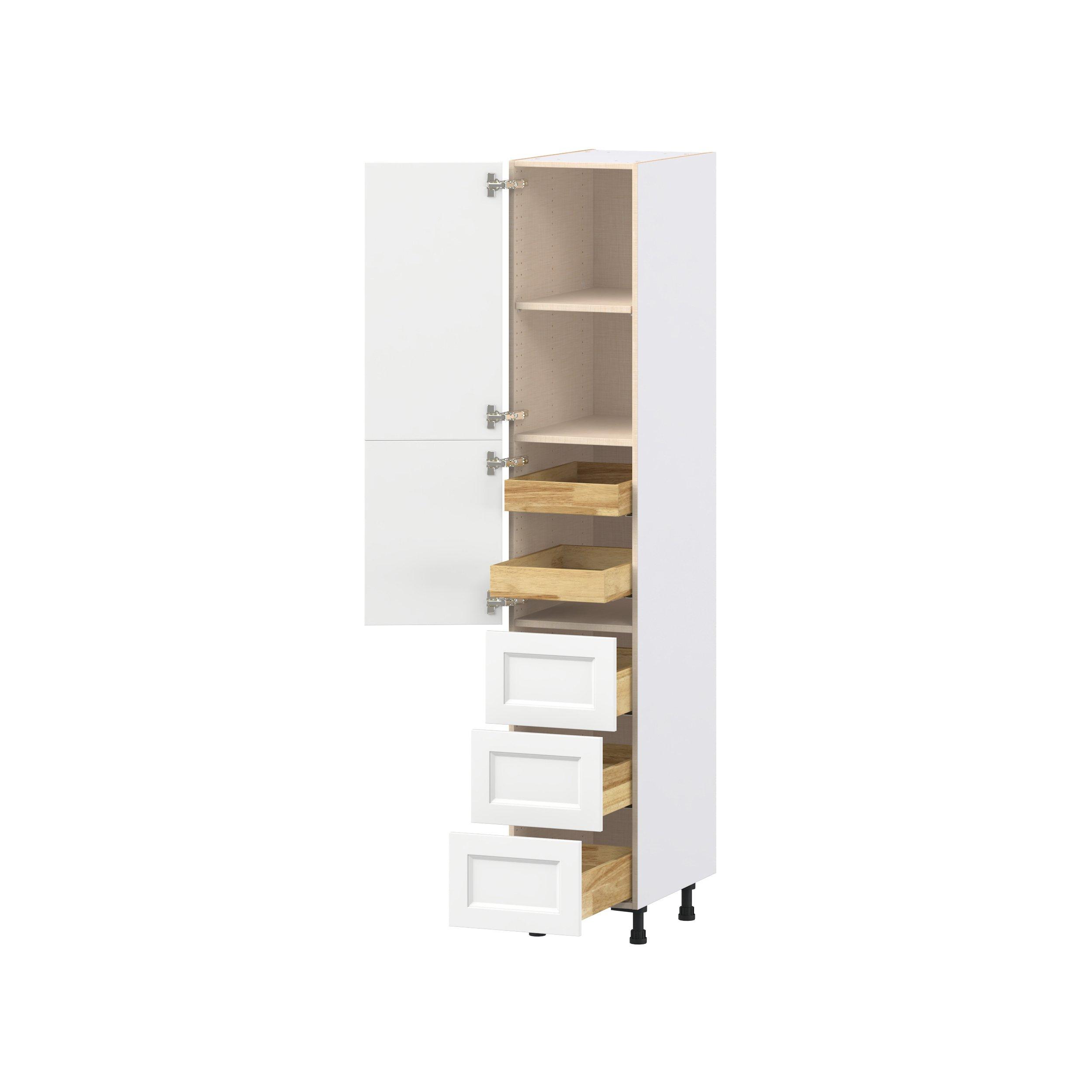 Peachtree 15 in. Painted Bright White Door and Drawer Pantry Cabinet with Inner Pull-Out