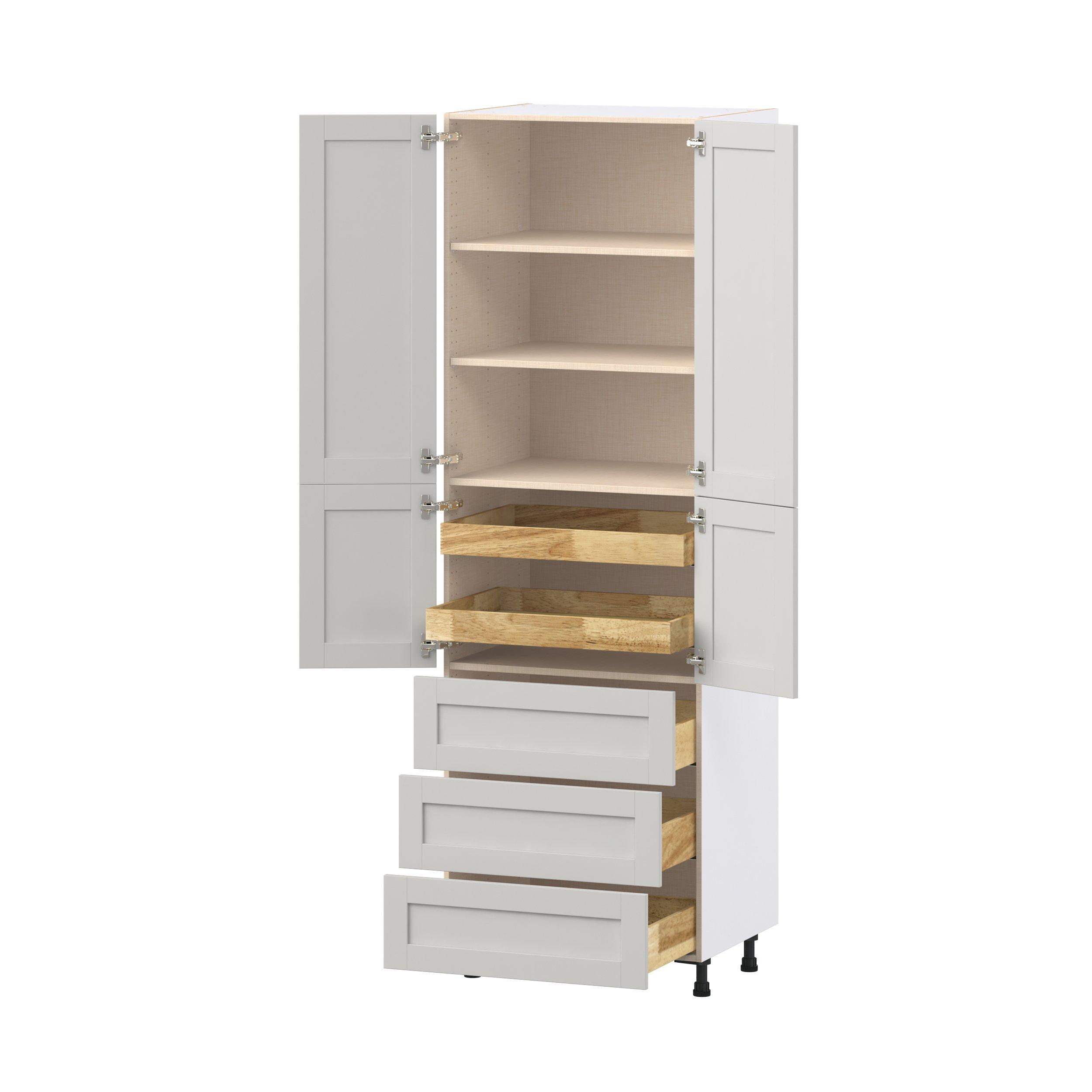 Summerhill 30 in. Light Gray Door and Drawer Pantry Cabinet with Inner Pull-Out
