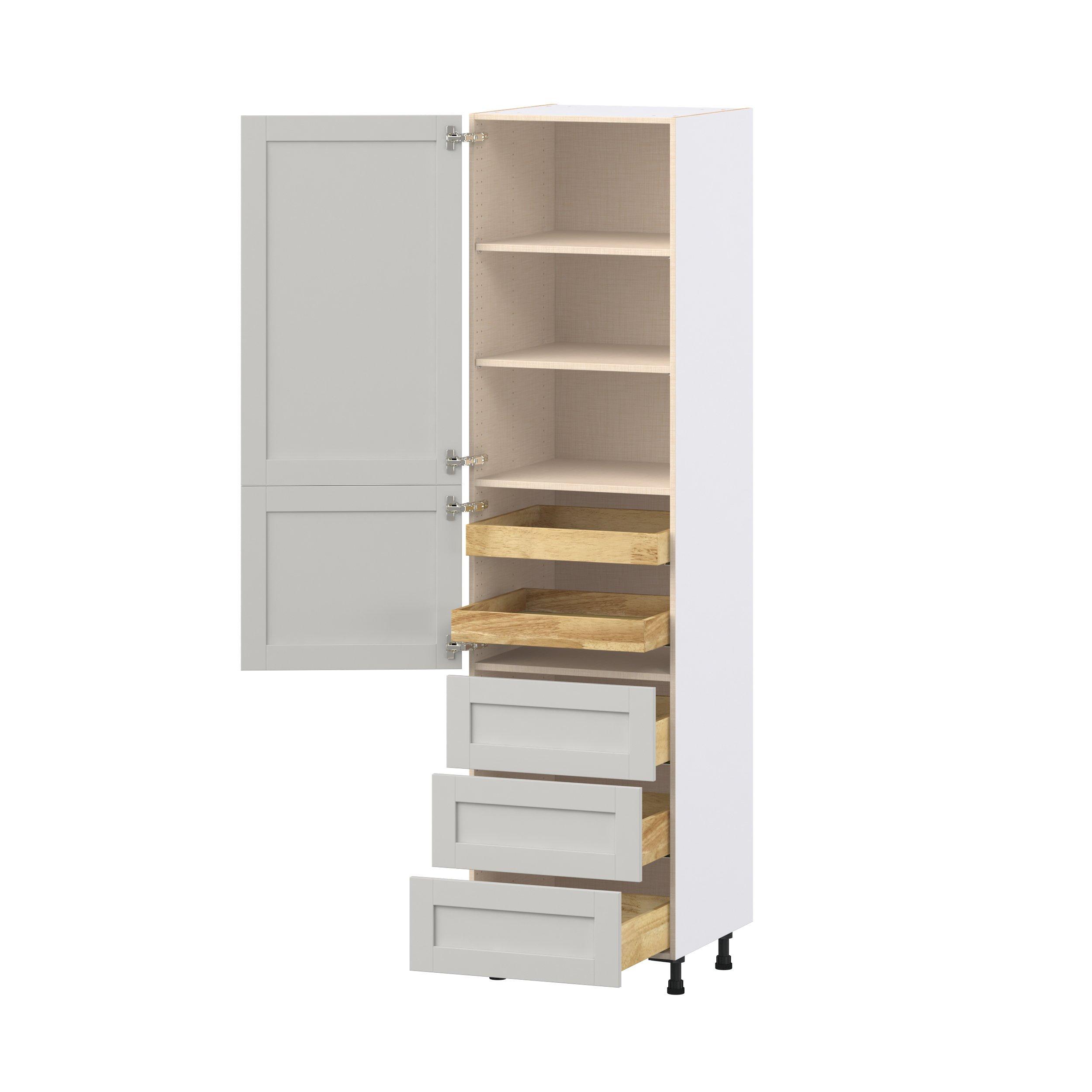Summerhill 24 in. Light Gray Door and Drawer Pantry Cabinet with Inner Pull-Out
