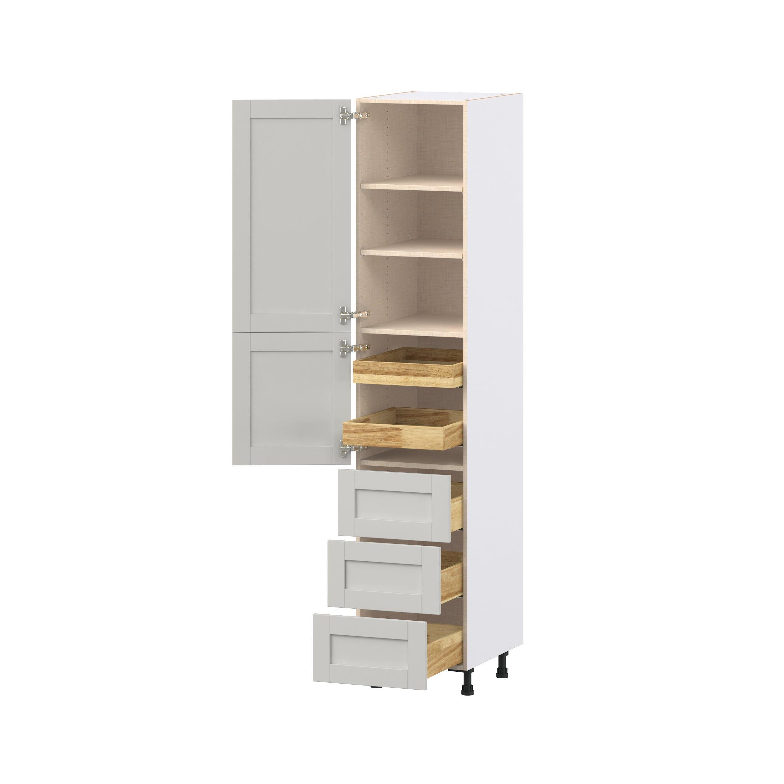 Summerhill 18 in. Light Gray Door and Drawer Pantry Cabinet with Inner Pull-Out