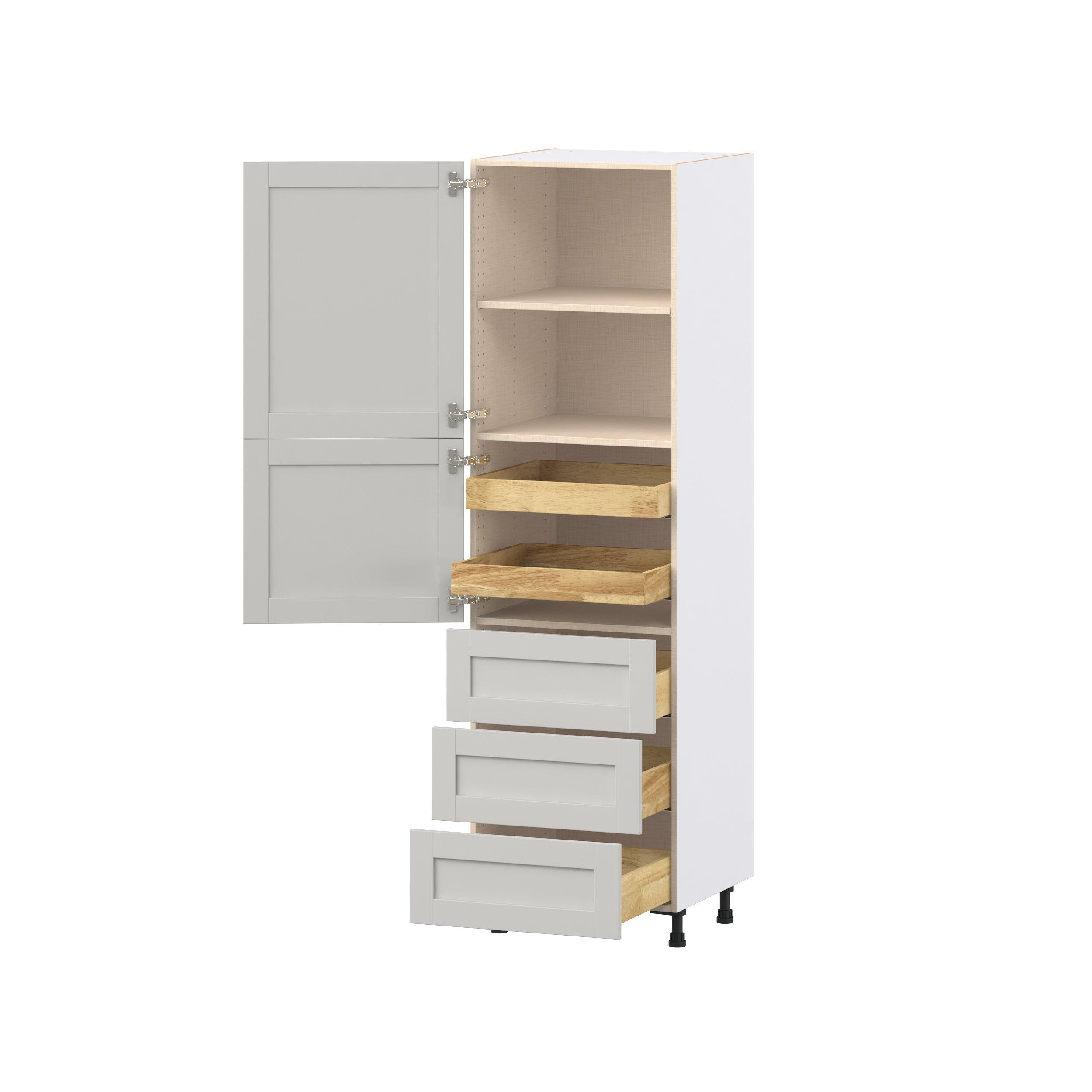 Summerhill 24 in. Light Gray Door and Drawer Pantry Cabinet with Inner Pull-Out