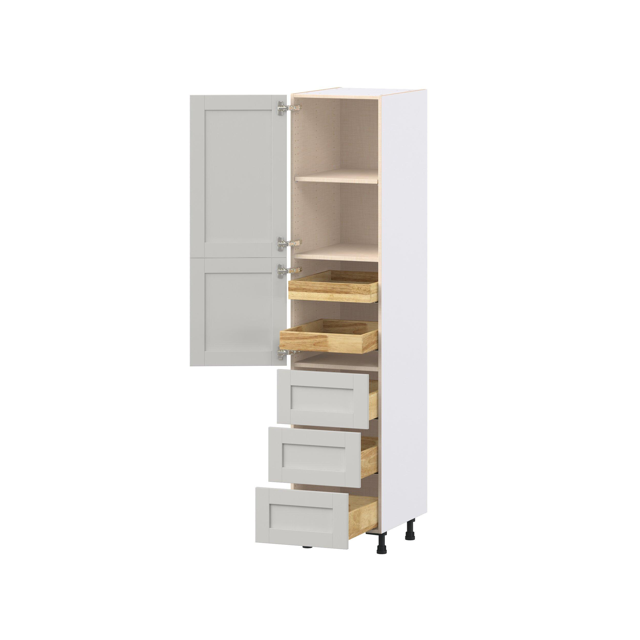 Summerhill 18 in. Light Gray Door and Drawer Pantry Cabinet with Inner Pull-Out