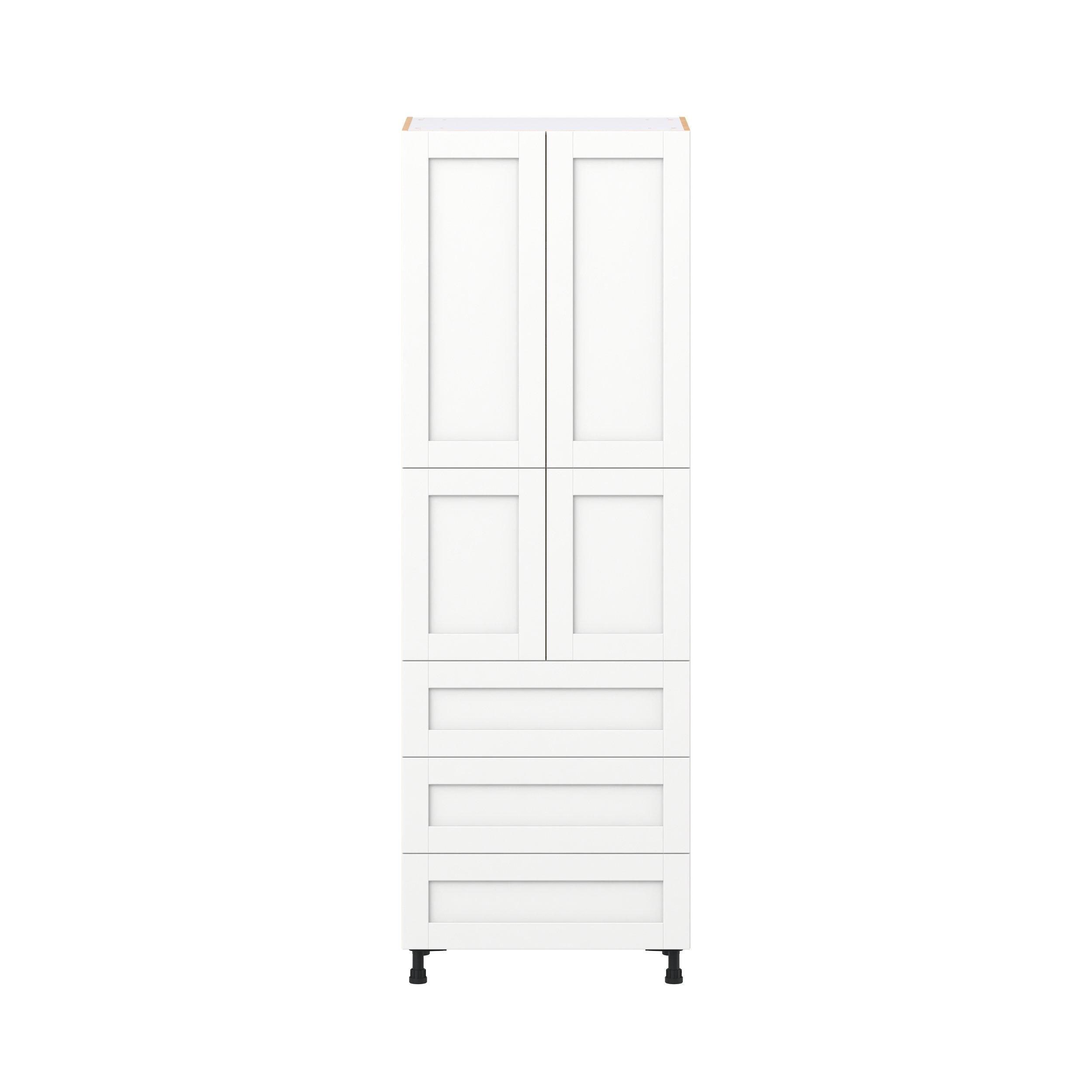 Summerhill 30 in. Bright White Door and Drawer Pantry Cabinet with Inner Pull-Out