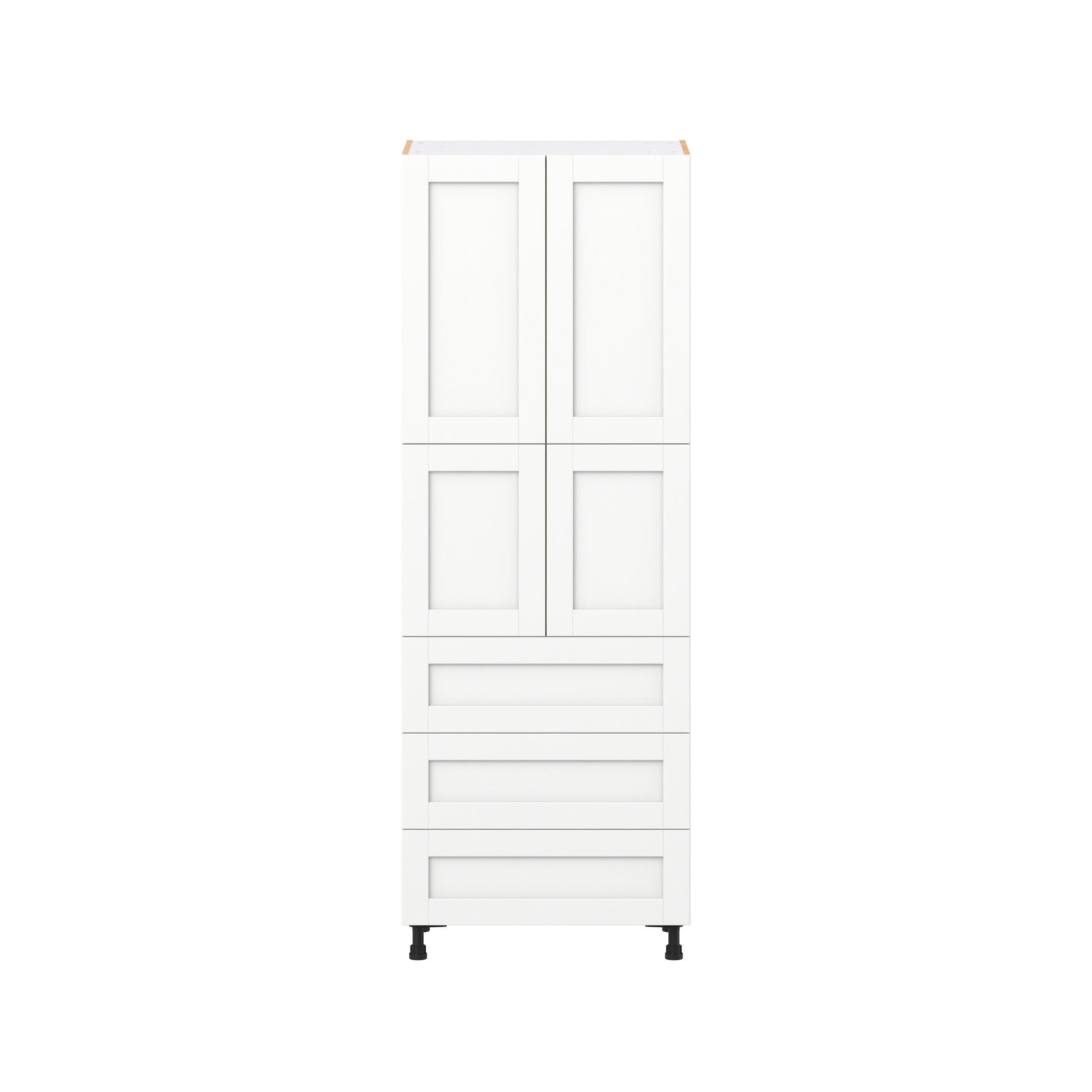 Summerhill 30 in. Bright White Door and Drawer Pantry Cabinet with Inner Pull-Out