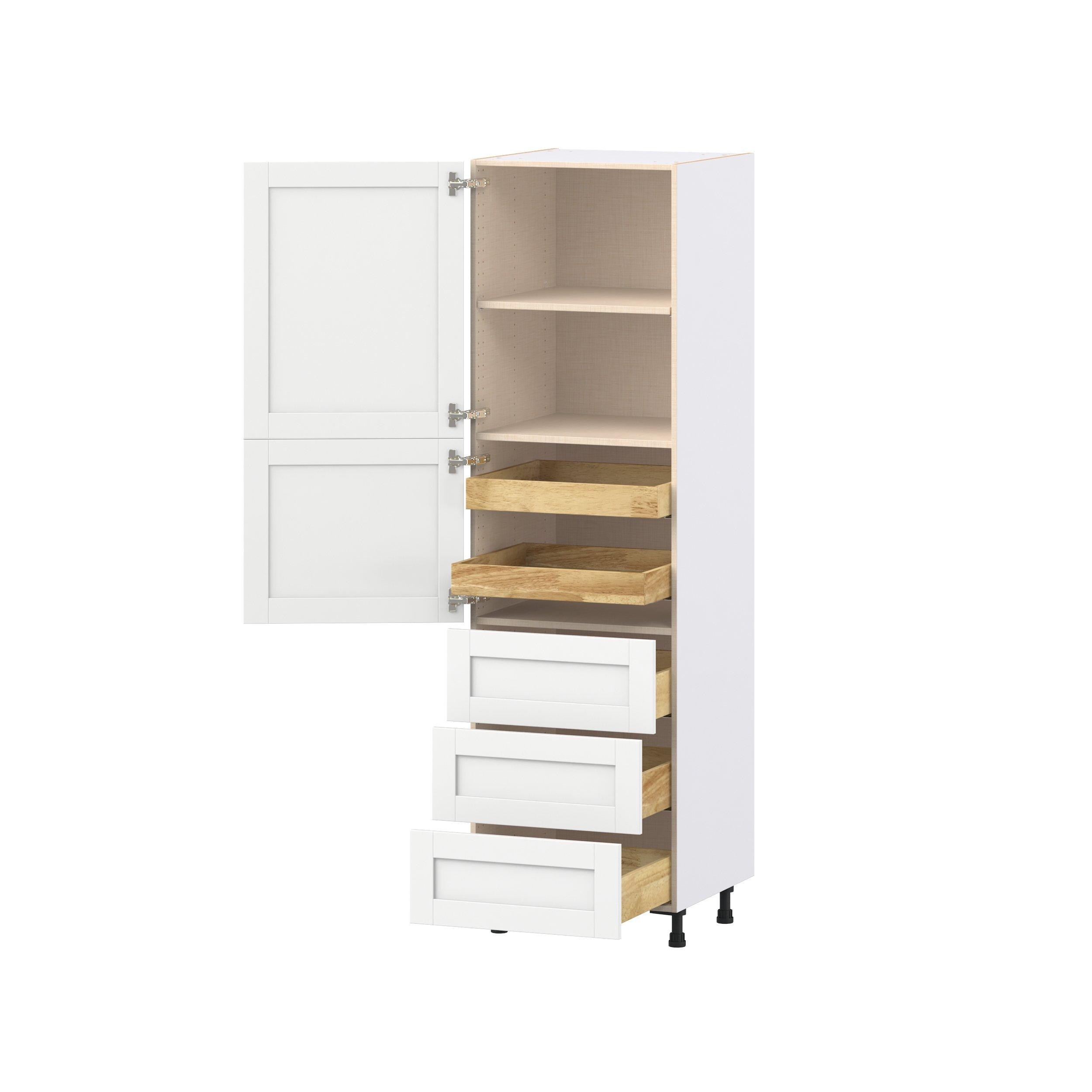 Summerhill 24 in. Bright White Door and Drawer Pantry Cabinet with Inner Pull-Out