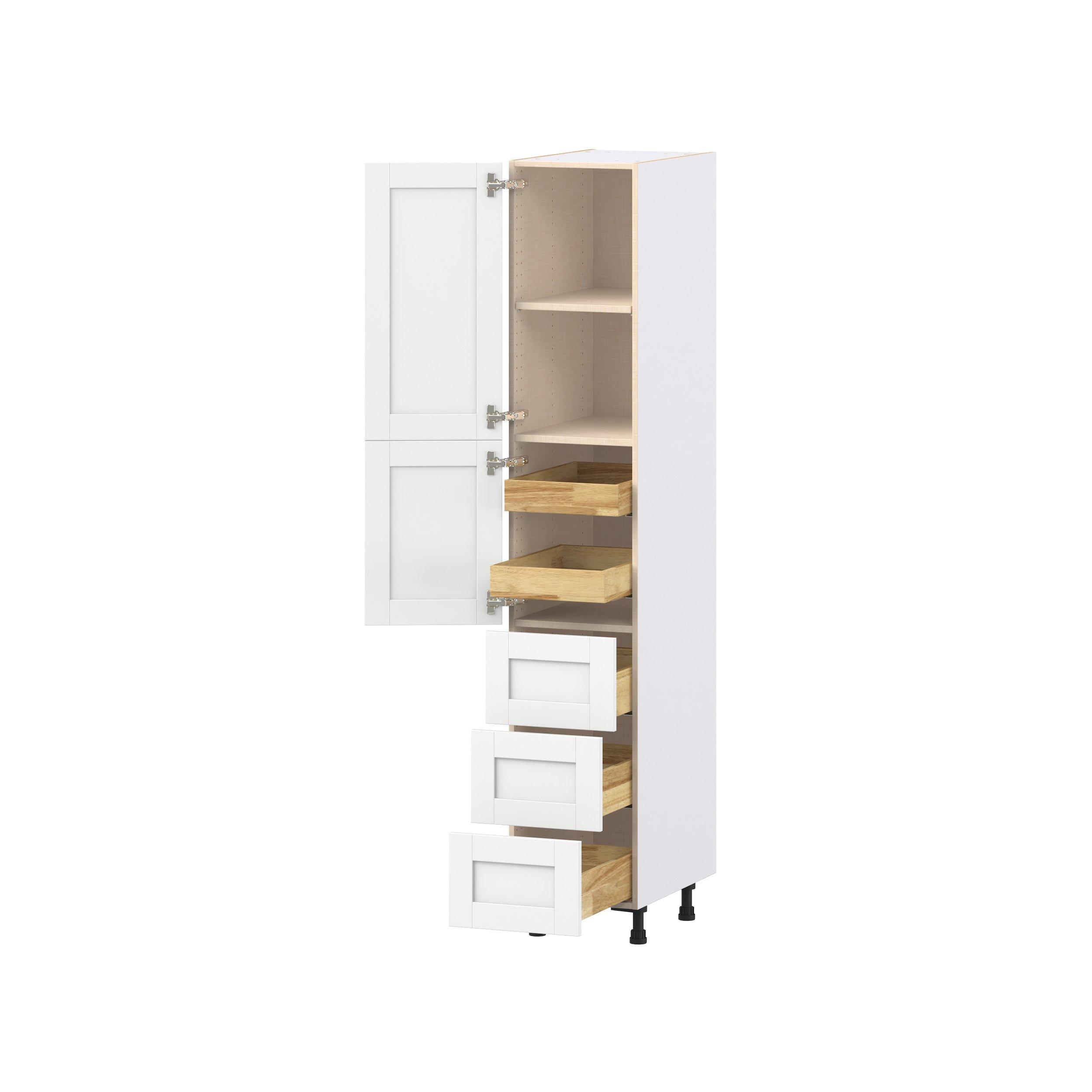 Summerhill 15 in. Bright White Door and Drawer Pantry Cabinet with Inner Pull-Out
