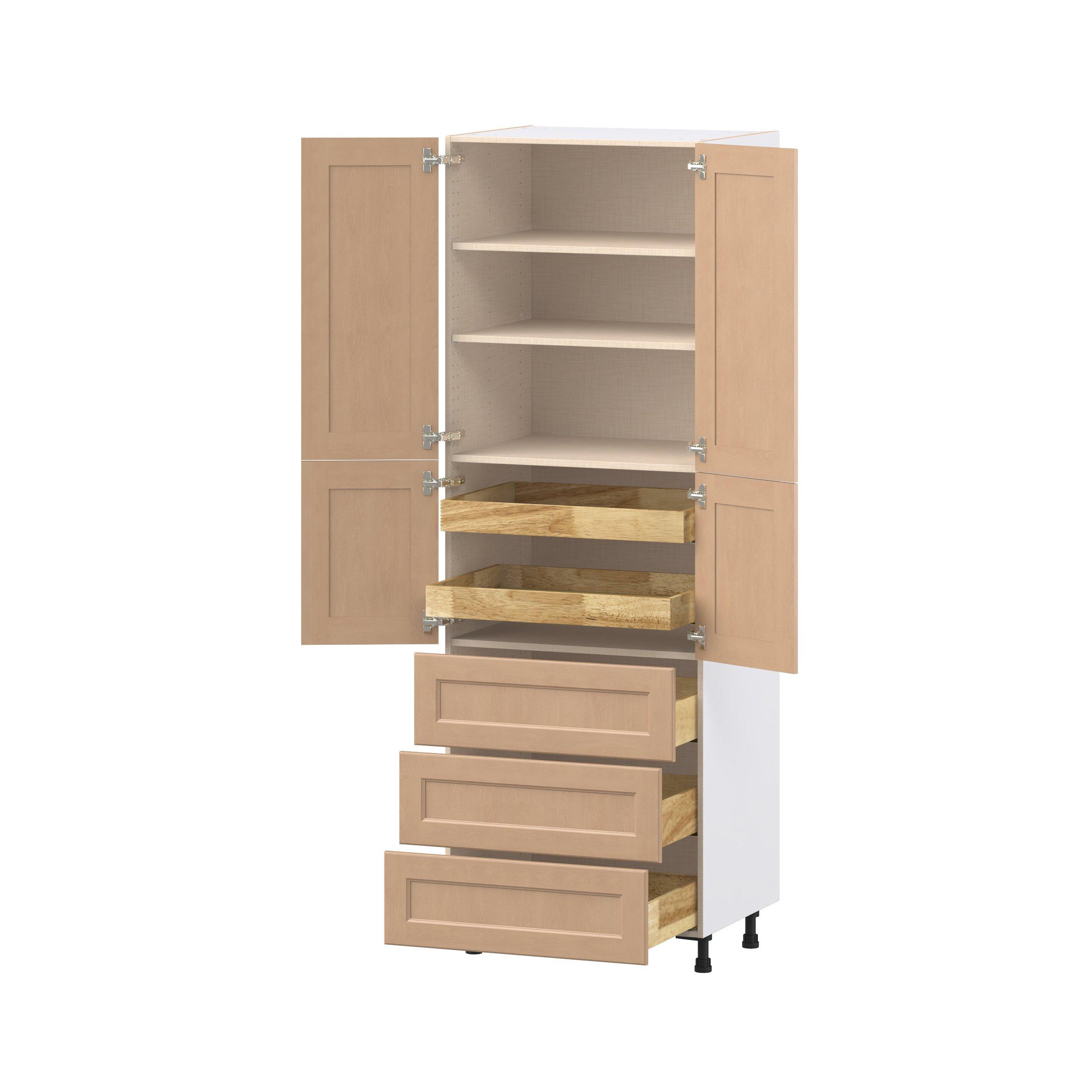 Sugarhill 30 in. Stained Sugar Cookie Door and Drawer Pantry Cabinet with Inner Pull-Out