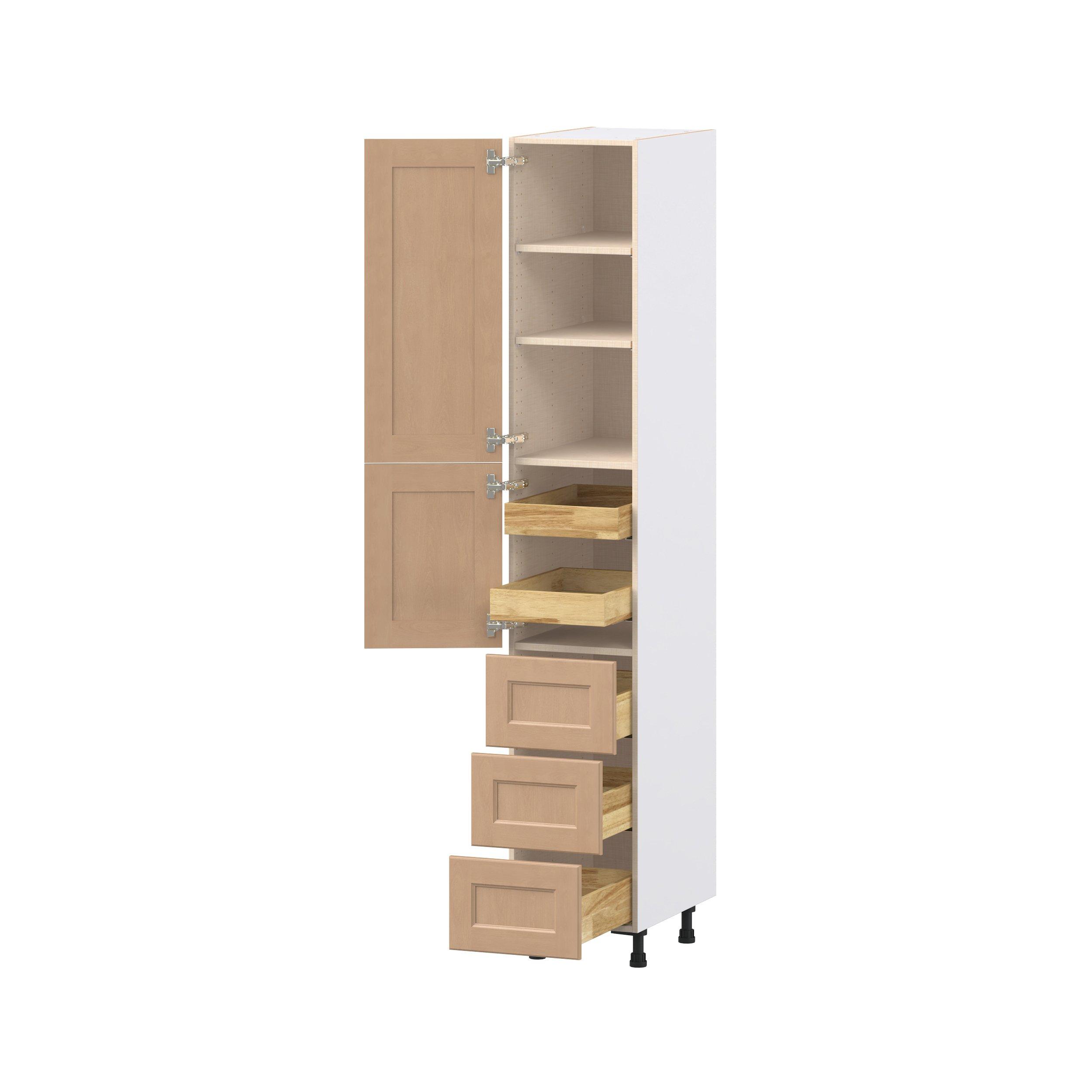 Sugarhill 15 in. Stained Sugar Cookie Door and Drawer Pantry Cabinet with Inner Pull-Out
