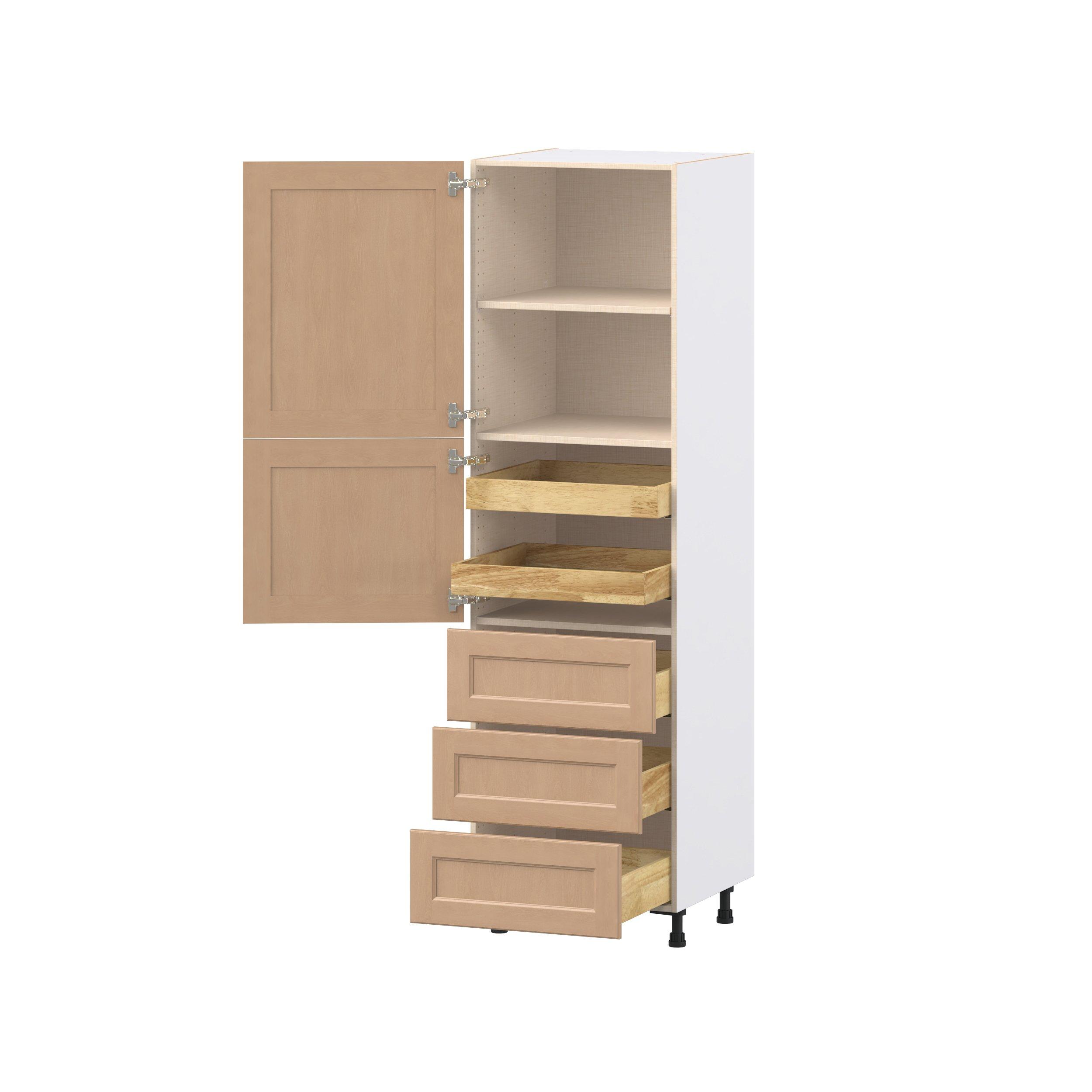 Sugarhill 24 in. Stained Sugar Cookie Door and Drawer Pantry Cabinet with Inner Pull-Out