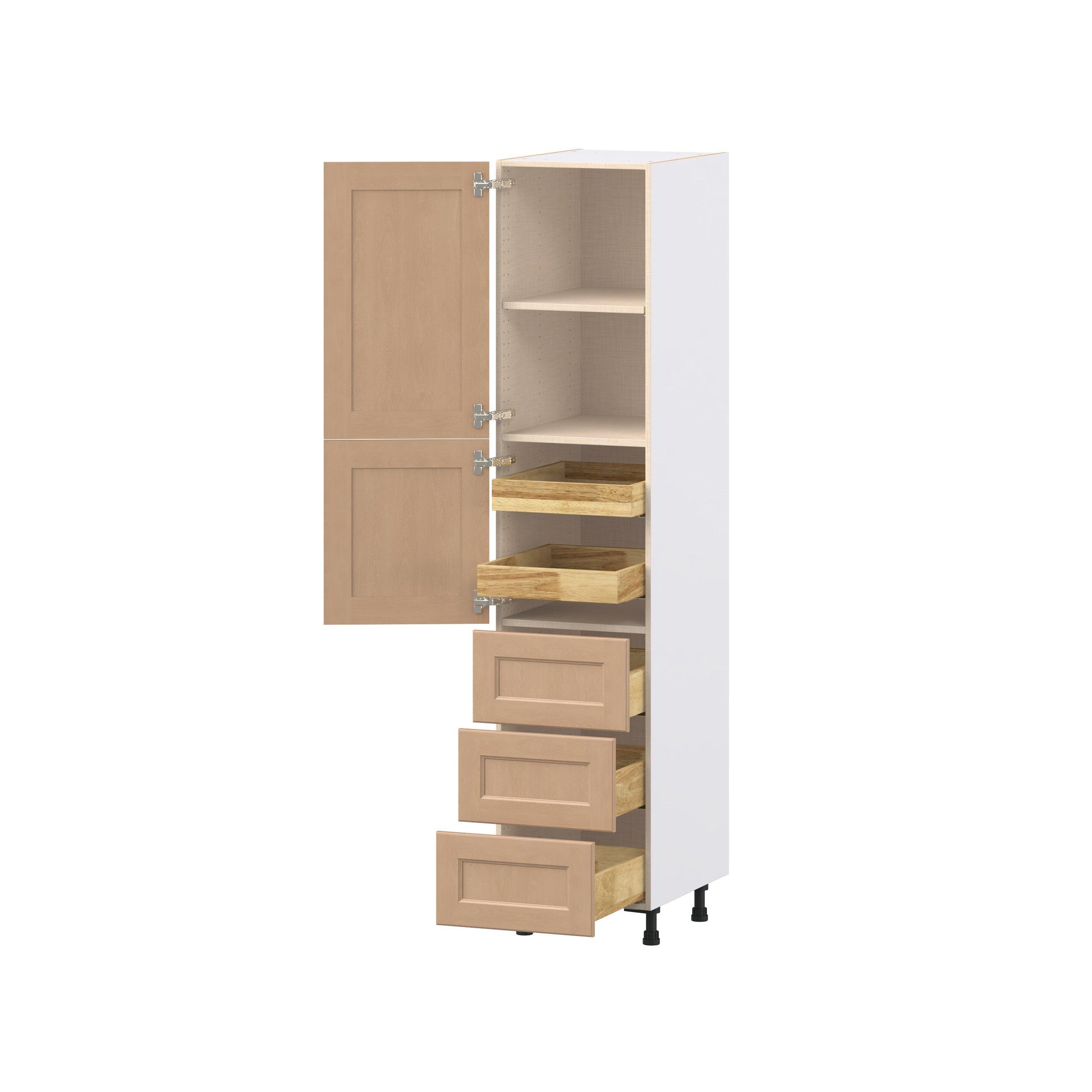 Sugarhill 18 in. Stained Sugar Cookie Door and Drawer Pantry Cabinet with Inner Pull-Out