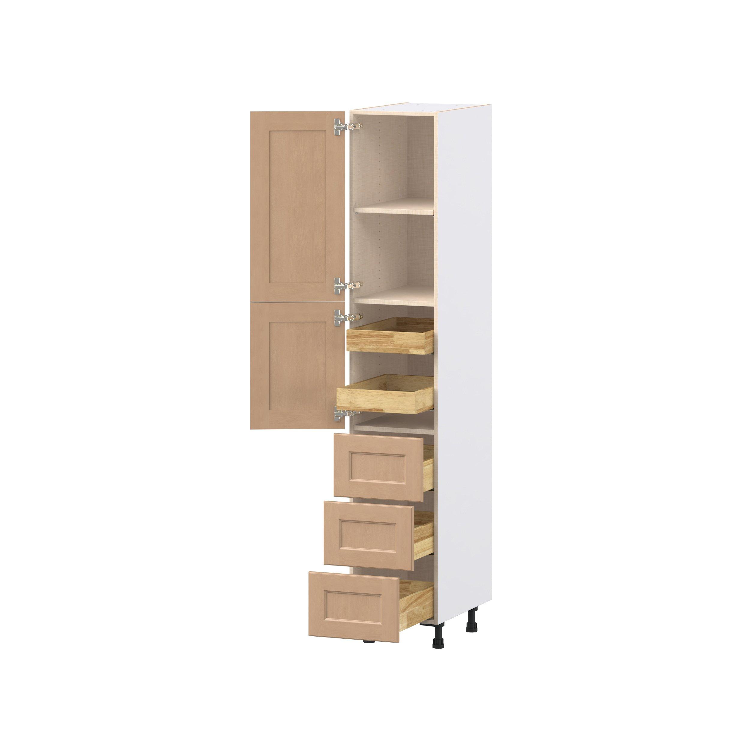 Sugarhill 15 in. Stained Sugar Cookie Door and Drawer Pantry Cabinet with Inner Pull-Out