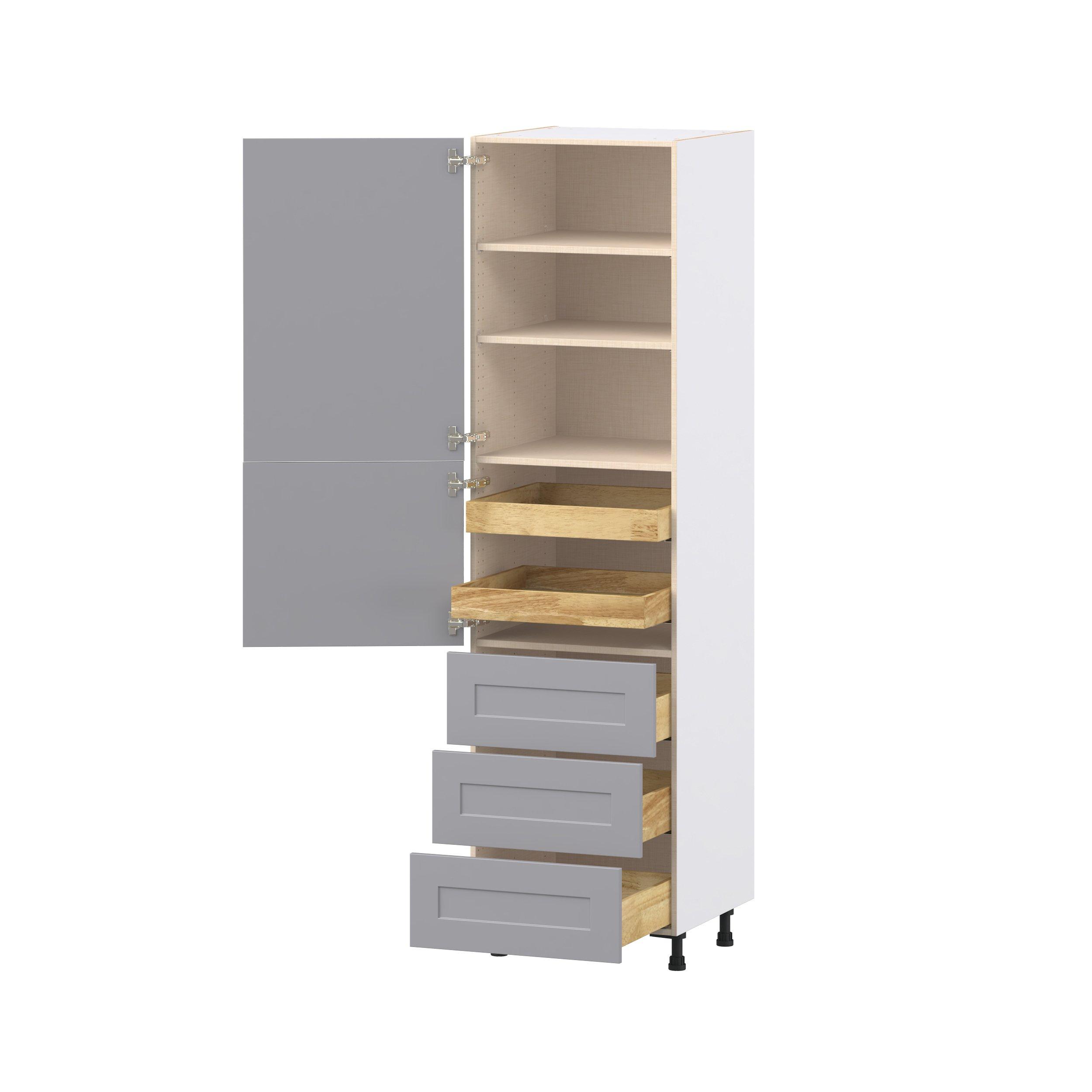 Candler 24 in. Painted Slate Gray Door and Drawer Pantry Cabinet with Inner Pull-Out