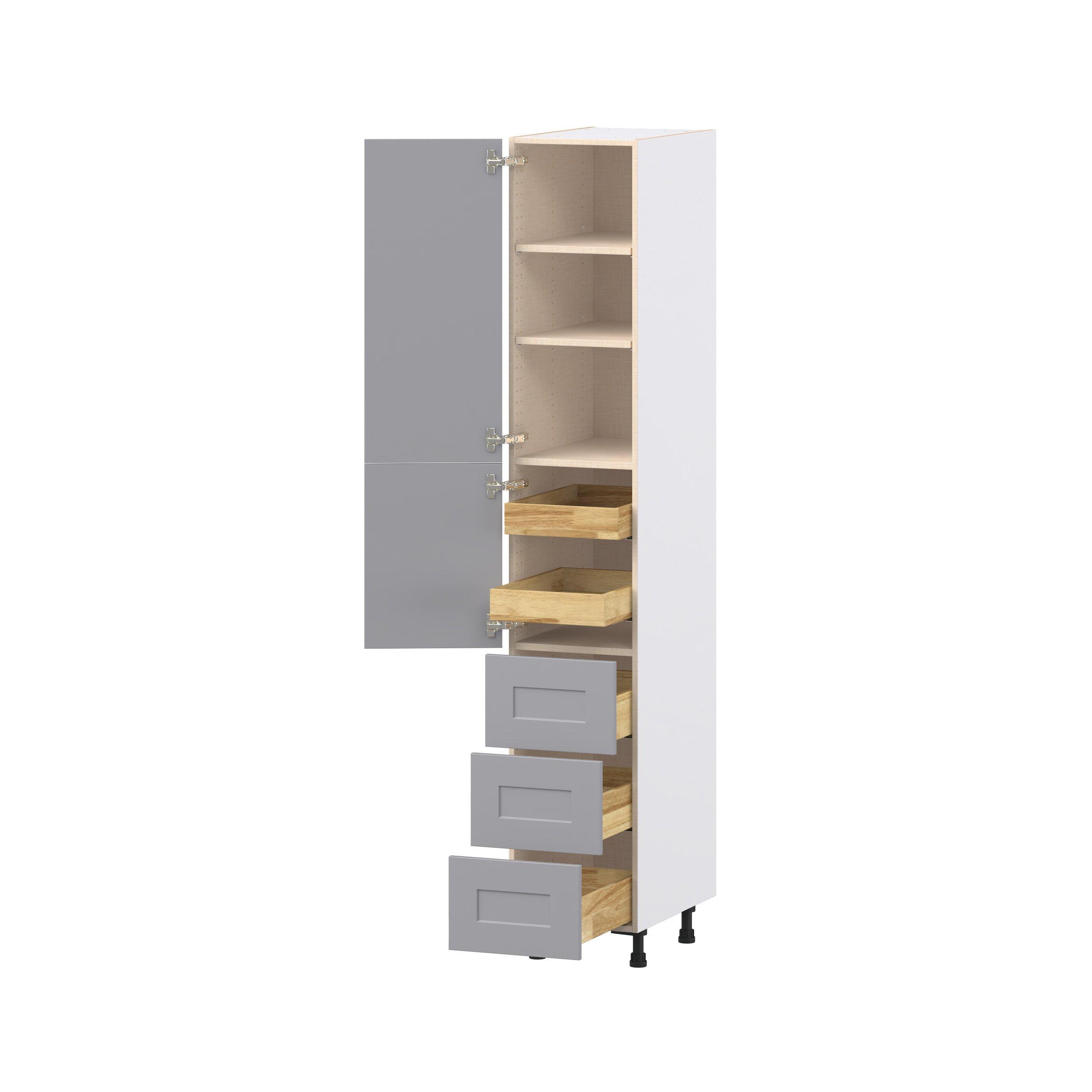 Candler 15 in. Painted Slate Gray Door and Drawer Pantry Cabinet with Inner Pull-Out