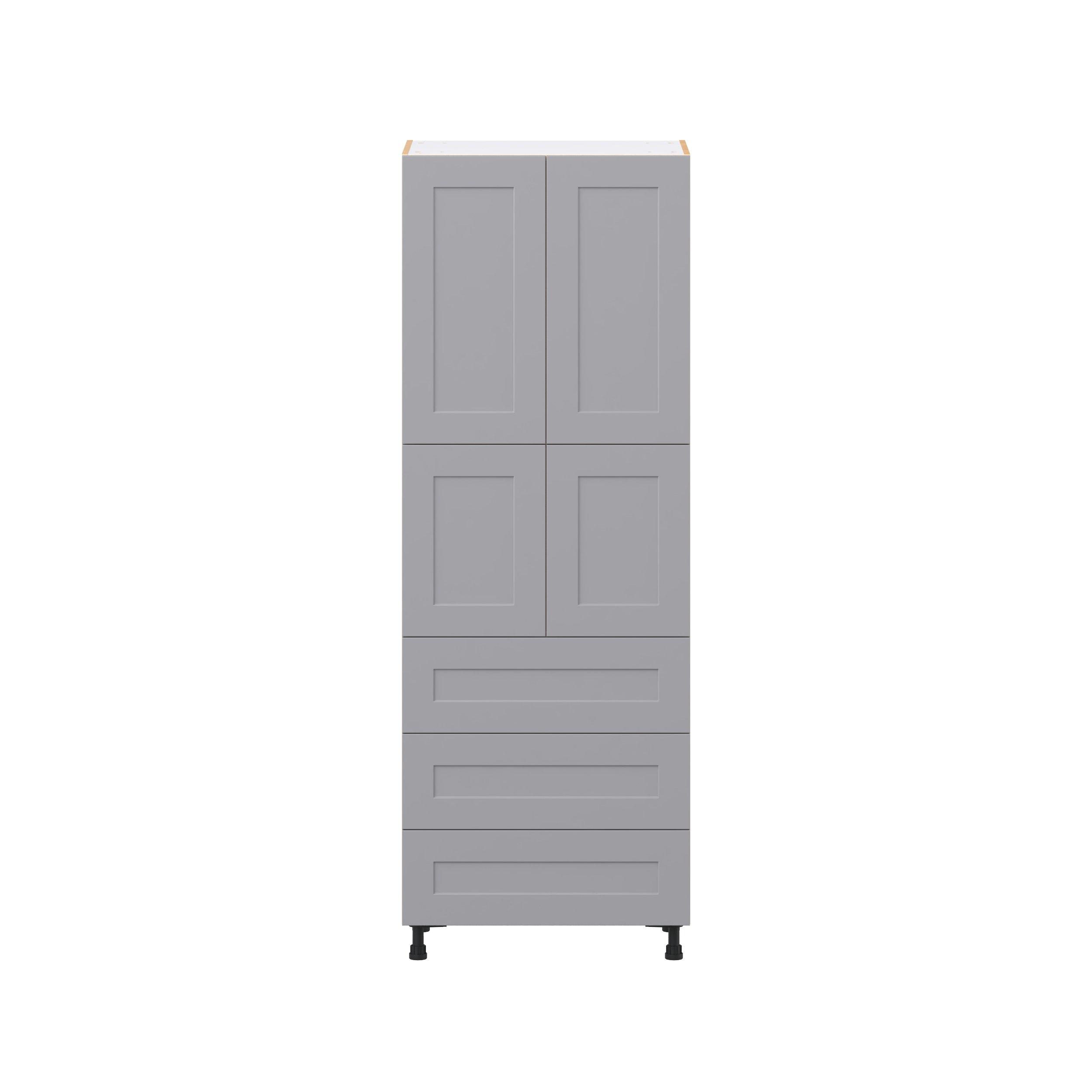 Candler 30 in. Painted Slate Gray Door and Drawer Pantry Cabinet with Inner Pull-Out