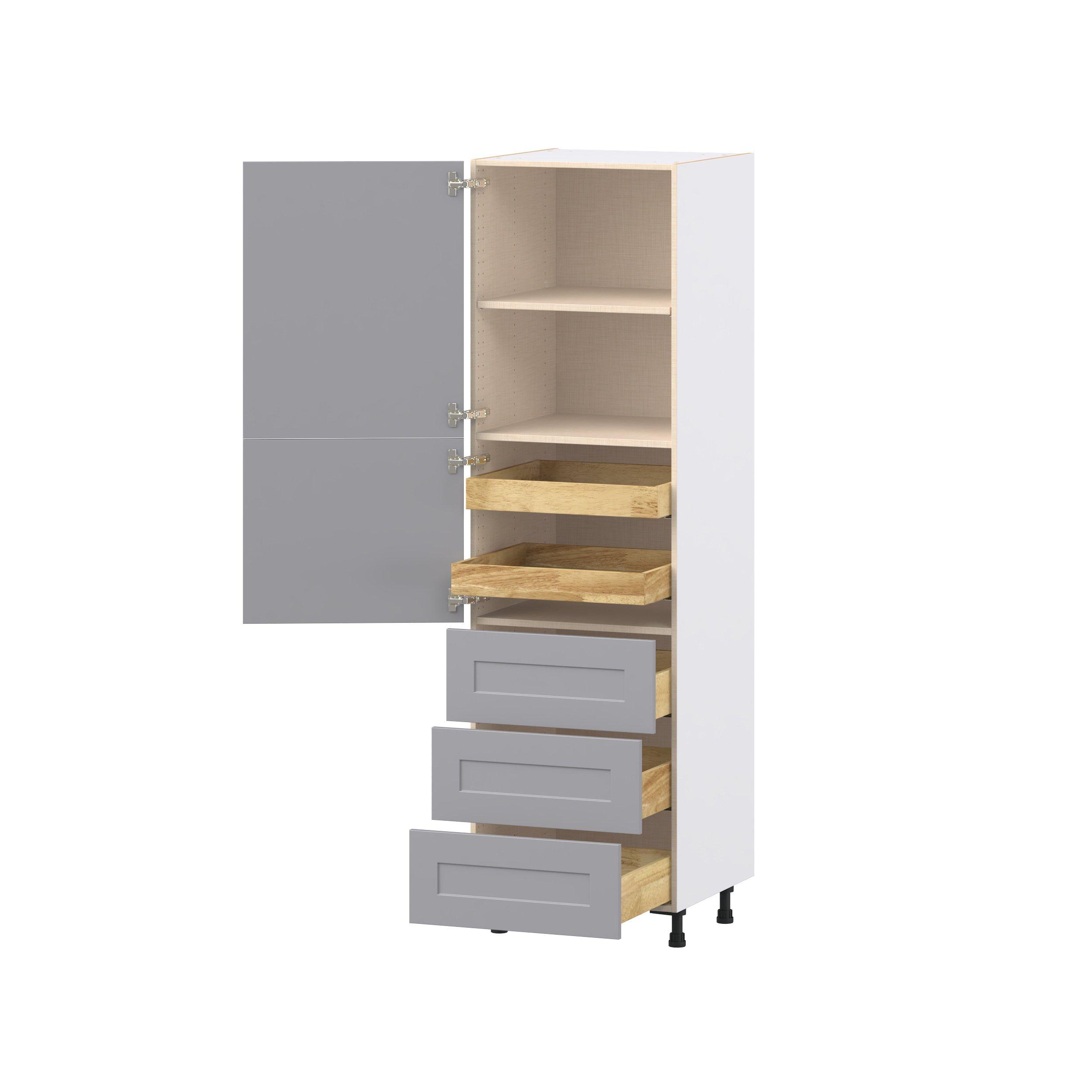 Candler 24 in. Painted Slate Gray Door and Drawer Pantry Cabinet with Inner Pull-Out
