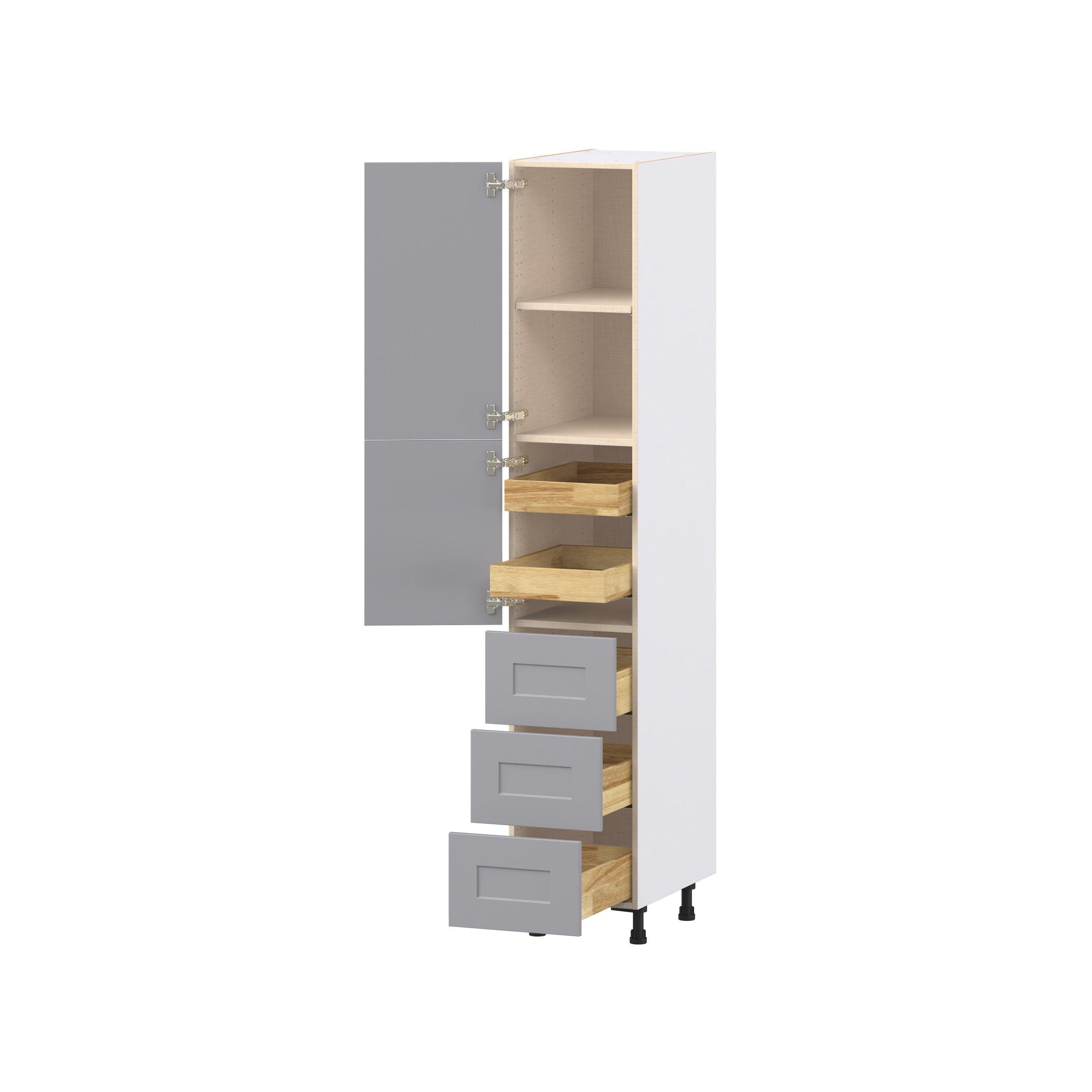 Candler 15 in. Painted Slate Gray Door and Drawer Pantry Cabinet with Inner Pull-Out