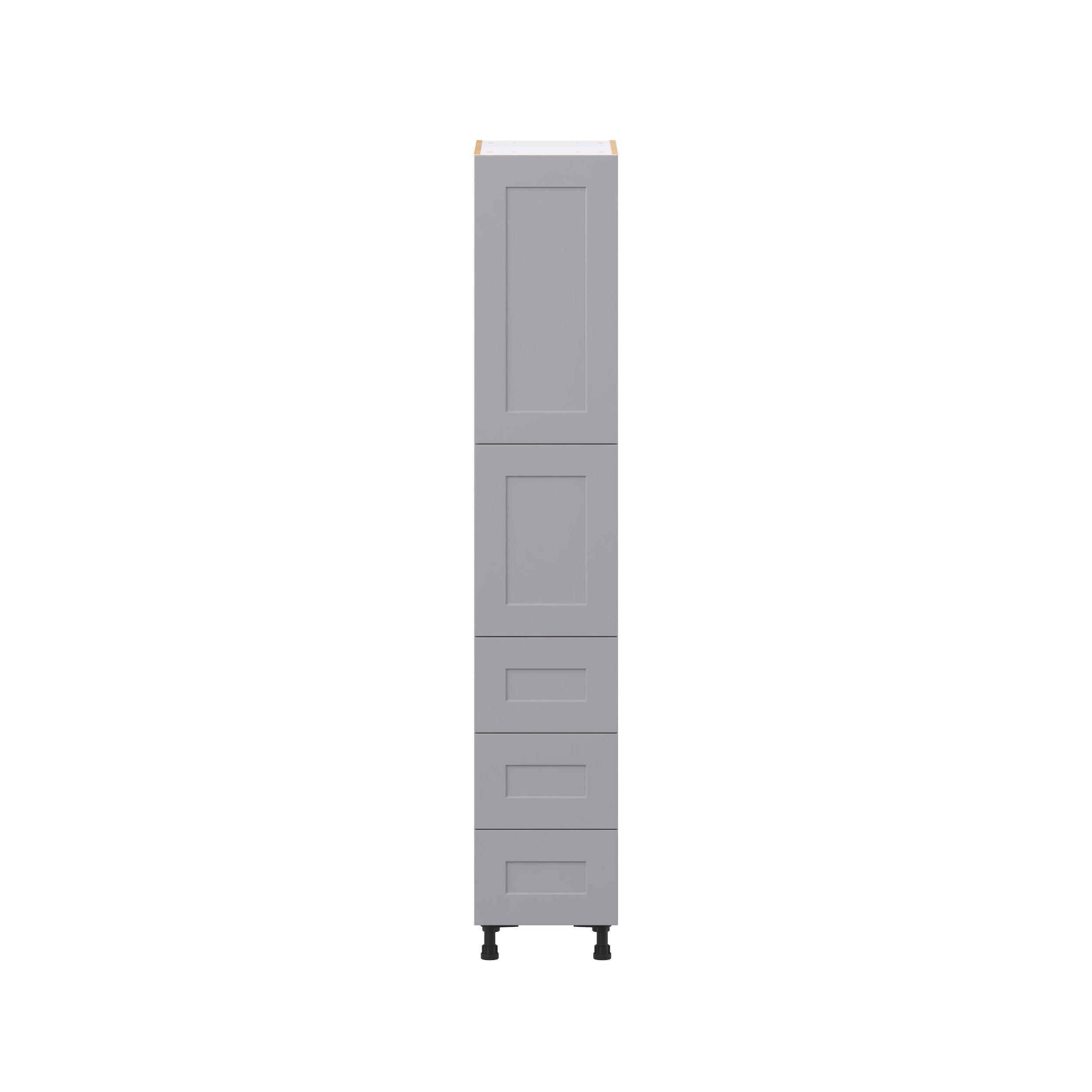 Candler 15 in. Painted Slate Gray Door and Drawer Pantry Cabinet with Inner Pull-Out