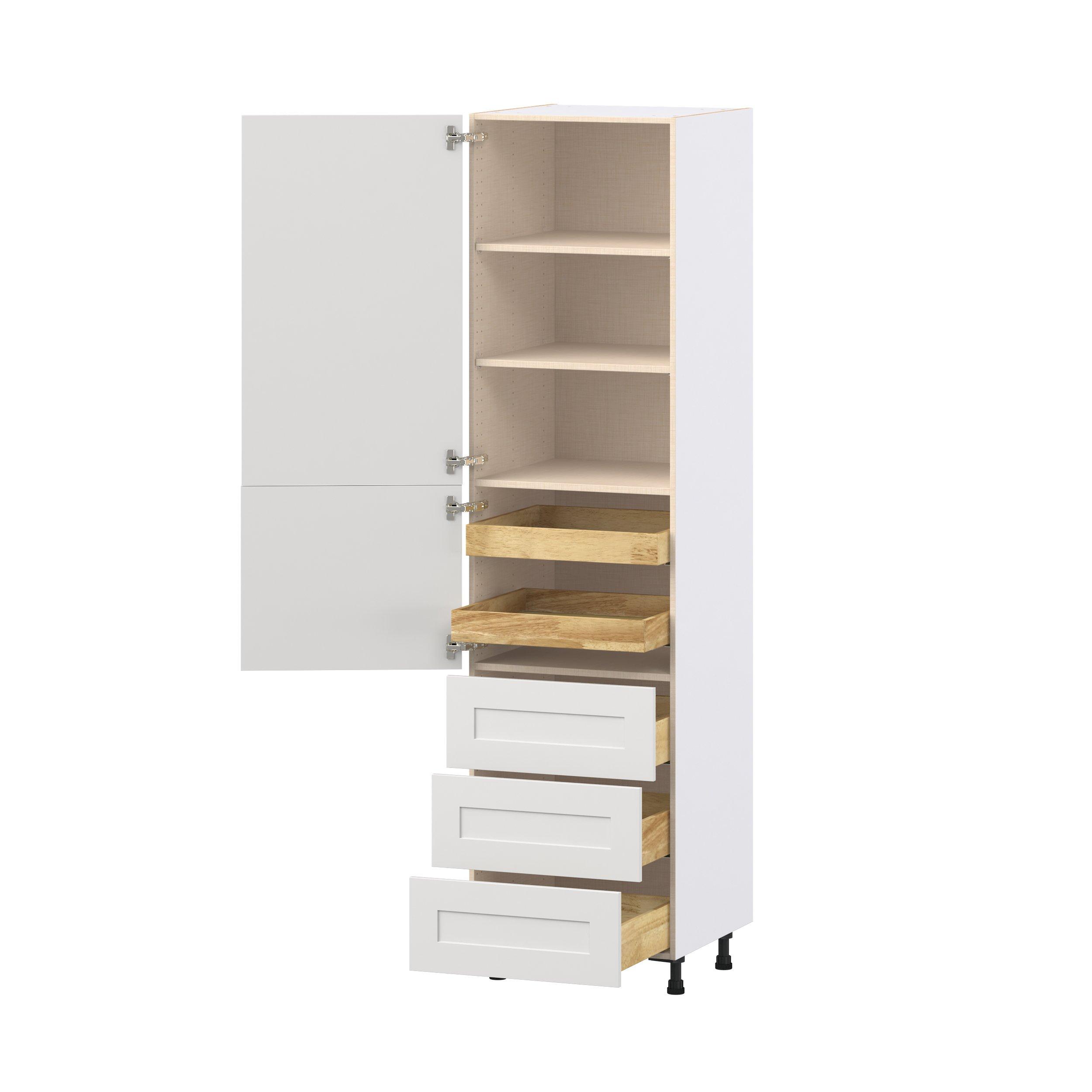 Candler 24 in. Painted Warm White Door and Drawer Pantry Cabinet with Inner Pull-Out