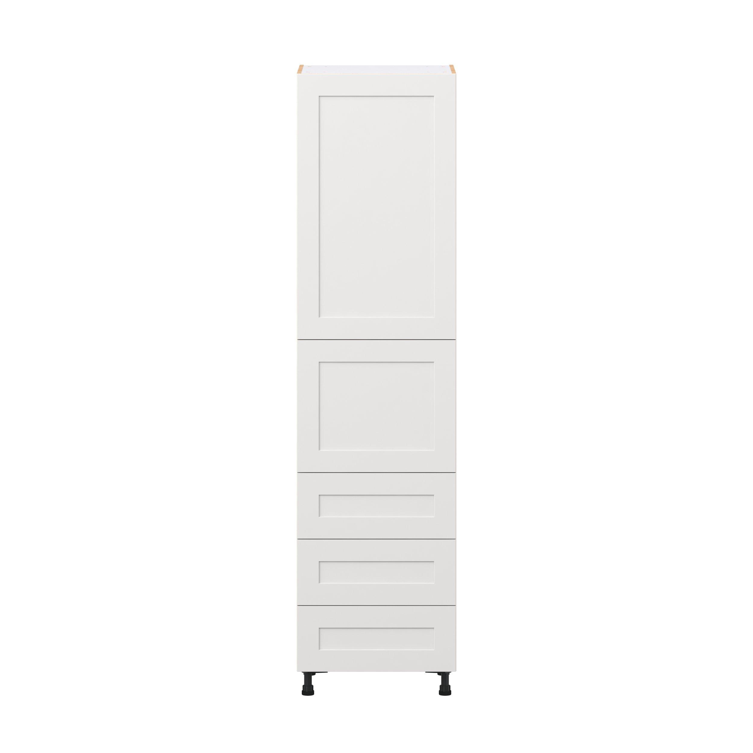 Candler 24 in. Painted Warm White Door and Drawer Pantry Cabinet with Inner Pull-Out