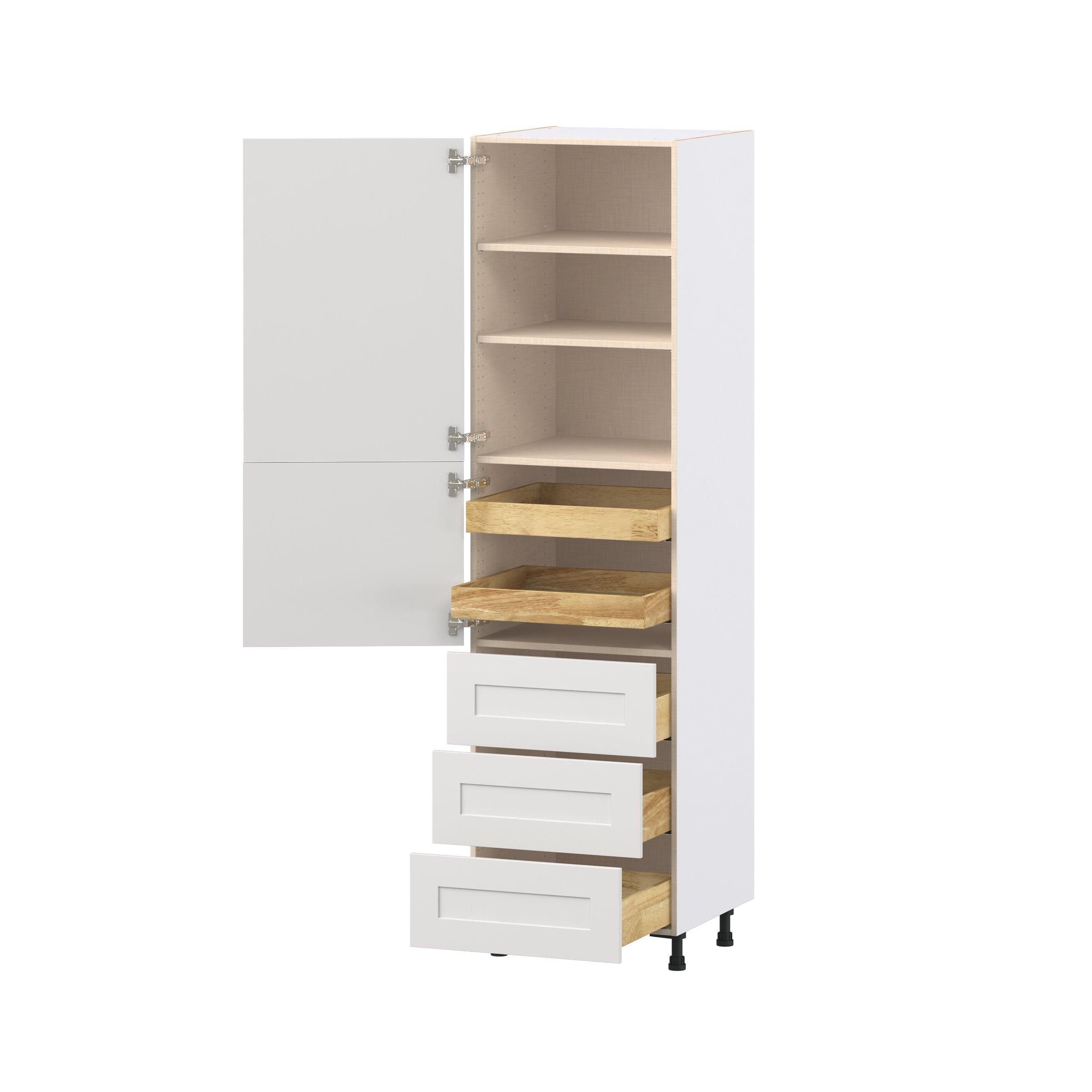 Candler 24 in. Painted Warm White Door and Drawer Pantry Cabinet with Inner Pull-Out