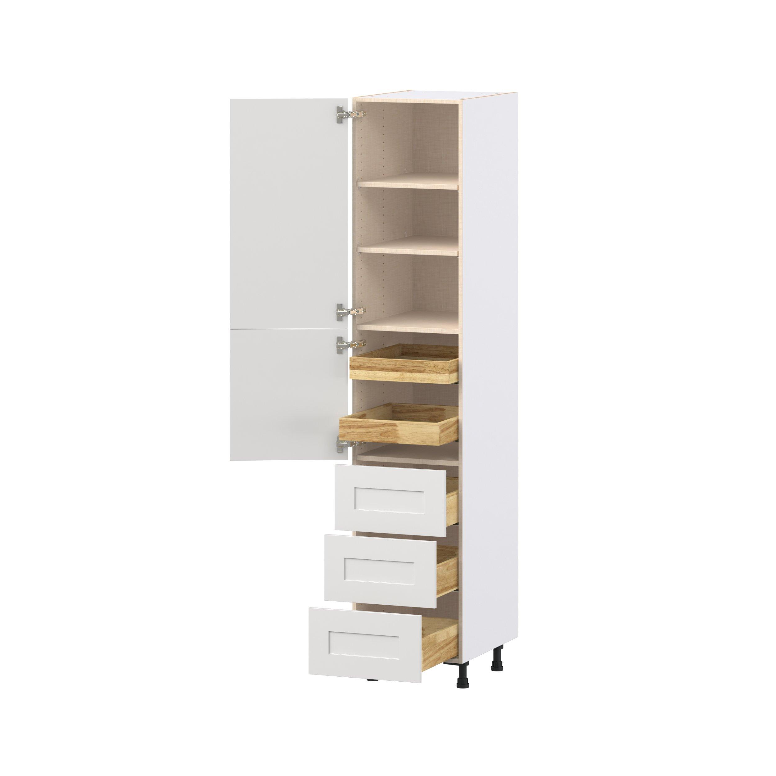 Candler 18 in. Painted Warm White Door and Drawer Pantry Cabinet with Inner Pull-Out