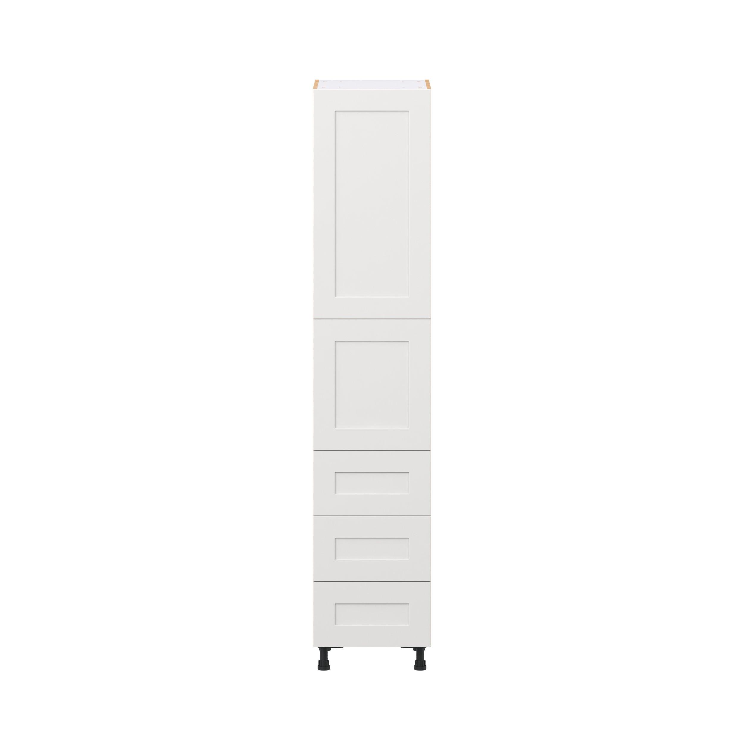 Candler 18 in. Painted Warm White Door and Drawer Pantry Cabinet with Inner Pull-Out