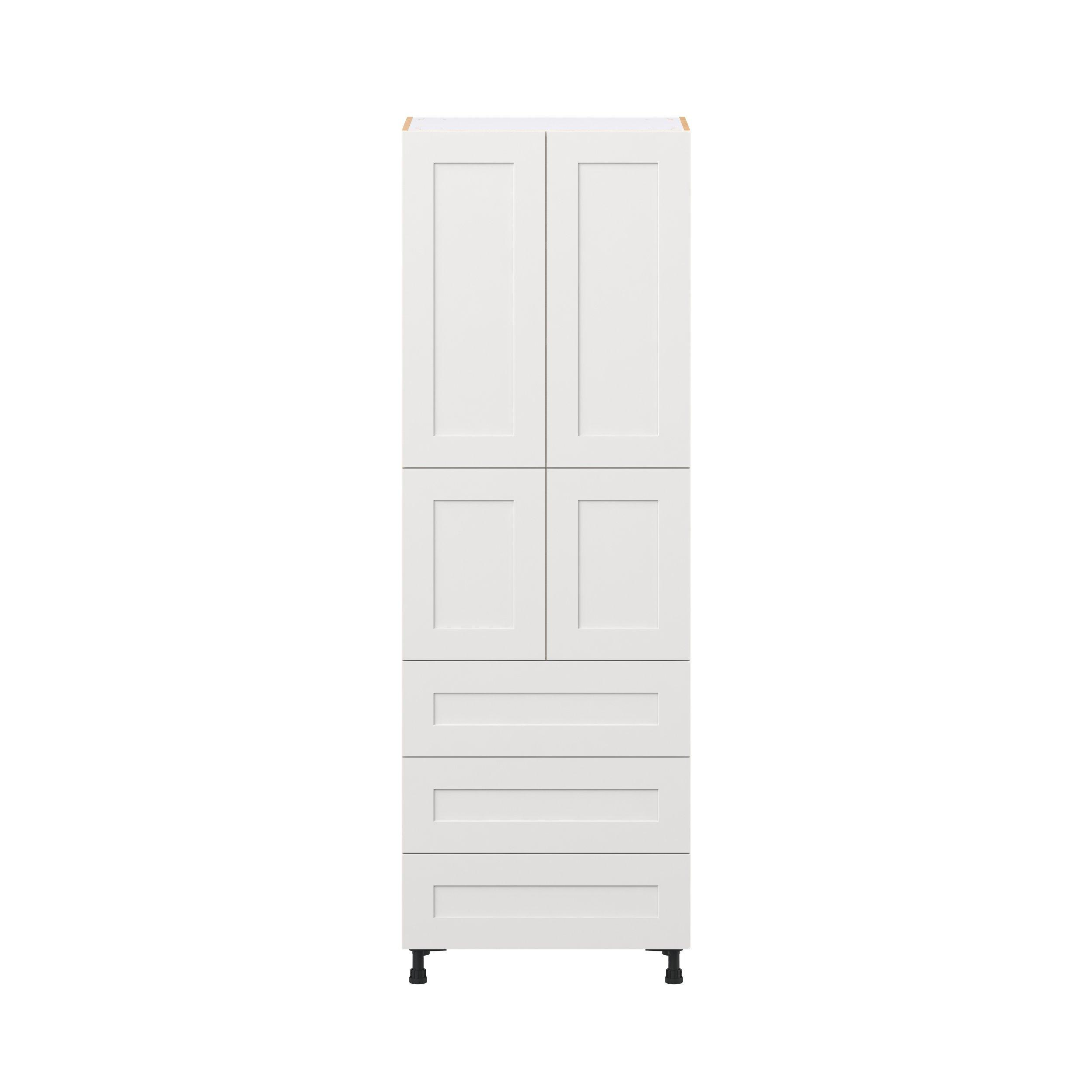 Candler 30 in. Painted Warm White Door and Drawer Pantry Cabinet with Inner Pull-Out