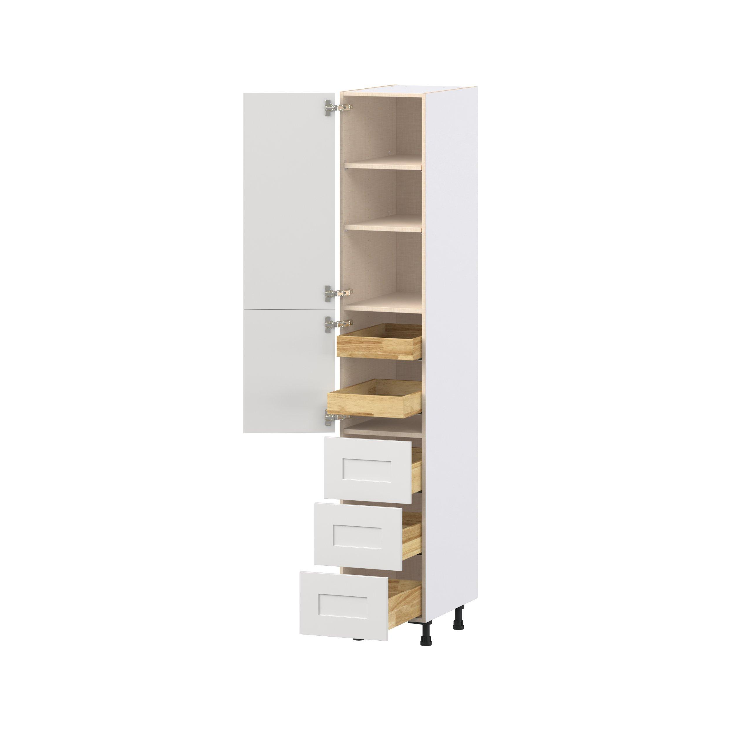 Candler 15 in. Painted Warm White Door and Drawer Pantry Cabinet with Inner Pull-Out