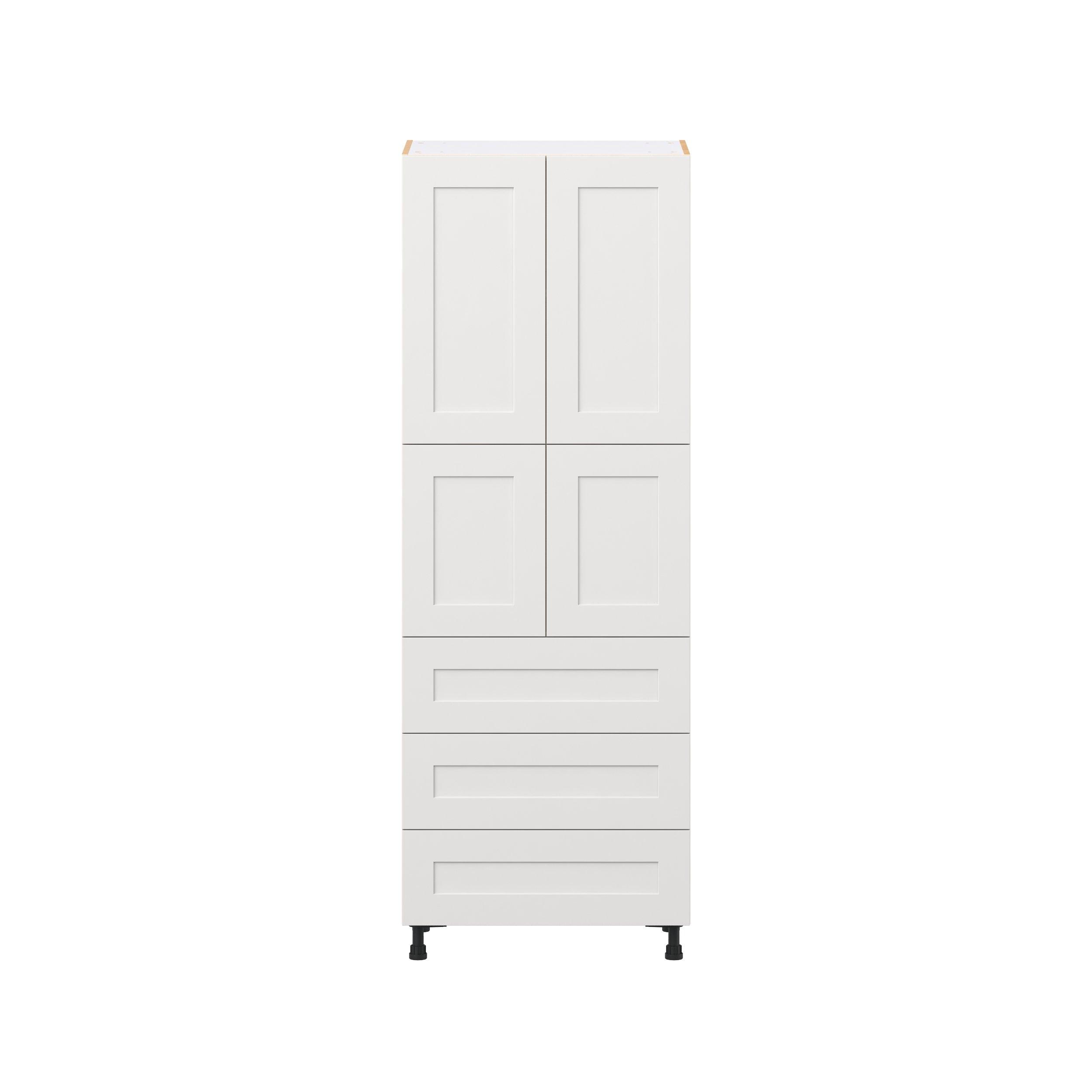 Candler 30 in. Painted Warm White Door and Drawer Pantry Cabinet with Inner Pull-Out