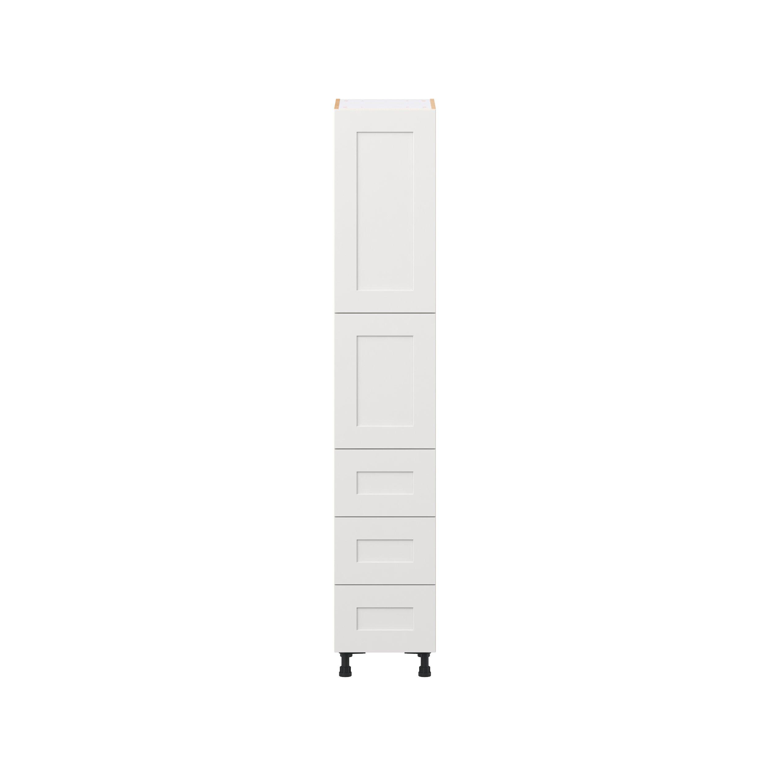 Candler 15 in. Painted Warm White Door and Drawer Pantry Cabinet with Inner Pull-Out
