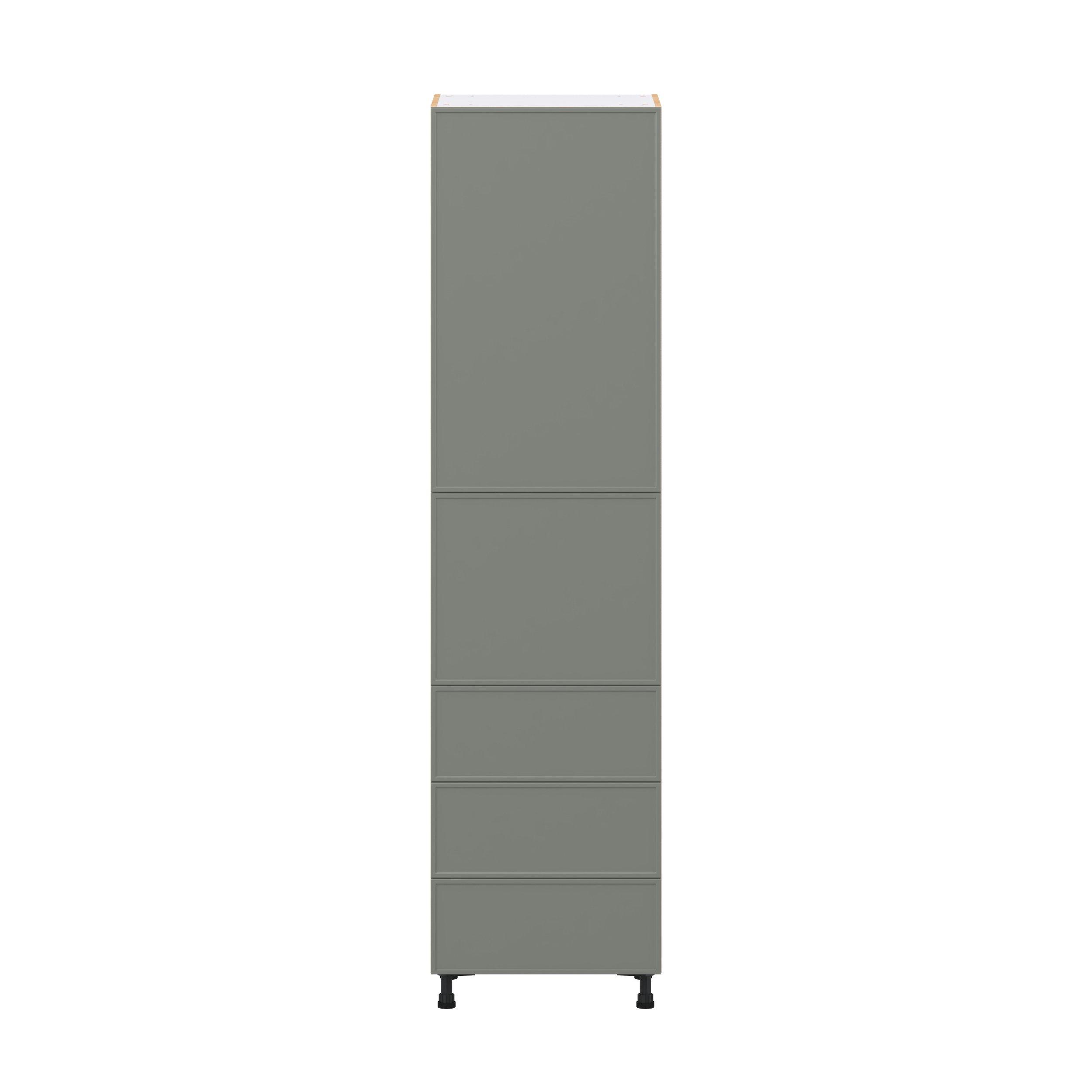 Linden 24 in. Painted Moss Green Door and Drawer Pantry Cabinet with Inner Pull-Out