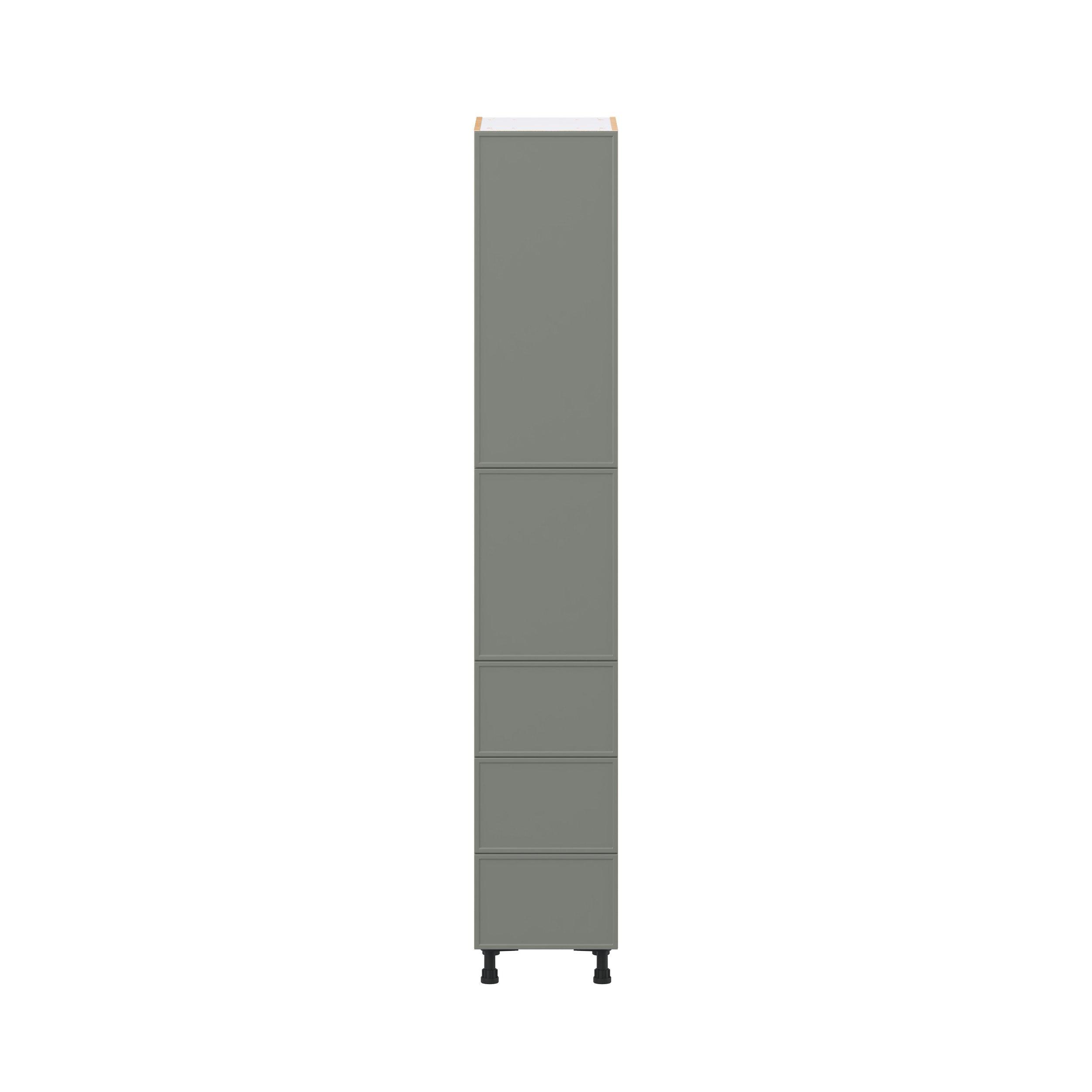Linden 15 in. Painted Moss Green Door and Drawer Pantry Cabinet with Inner Pull-Out
