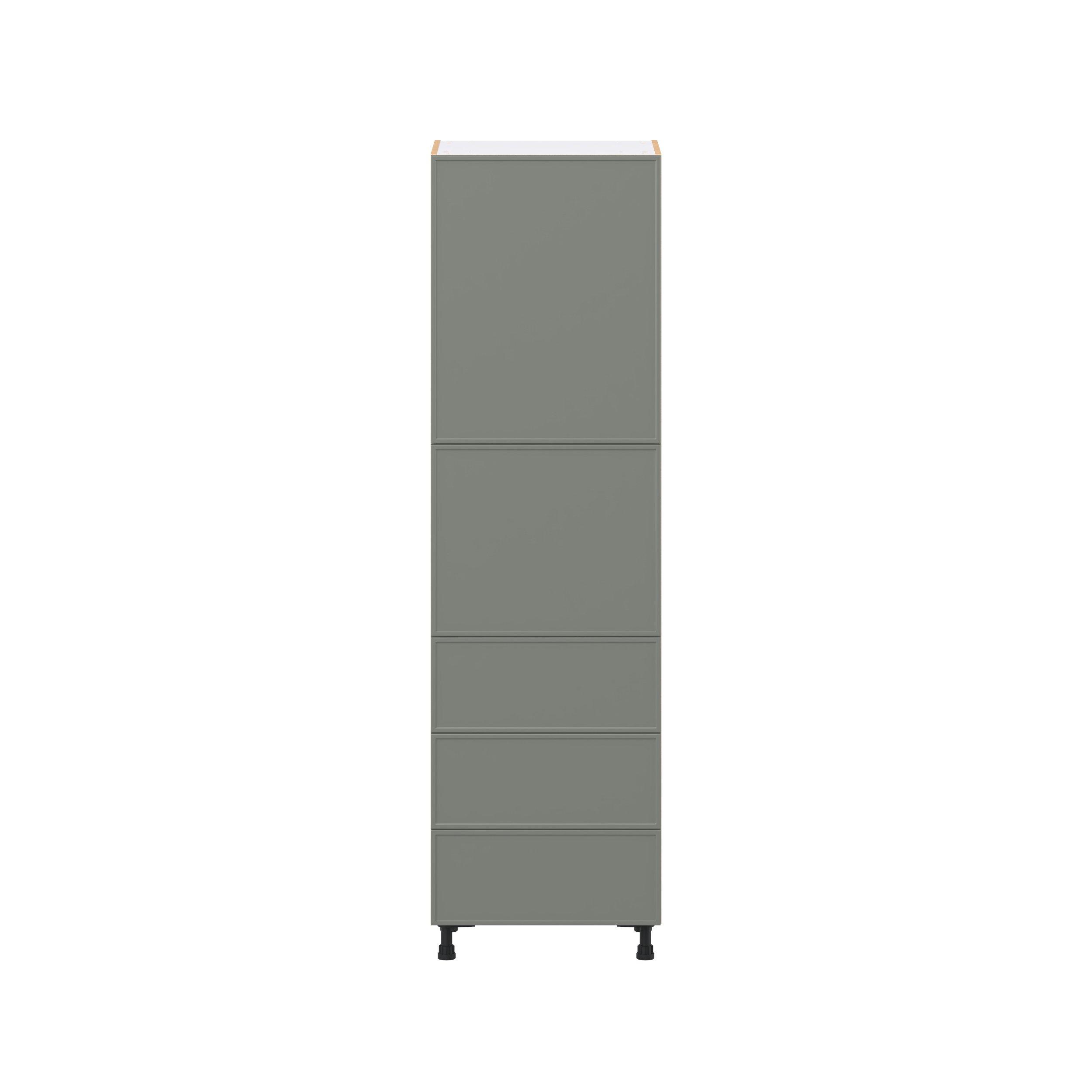 Linden 24 in. Painted Moss Green Door and Drawer Pantry Cabinet with Inner Pull-Out