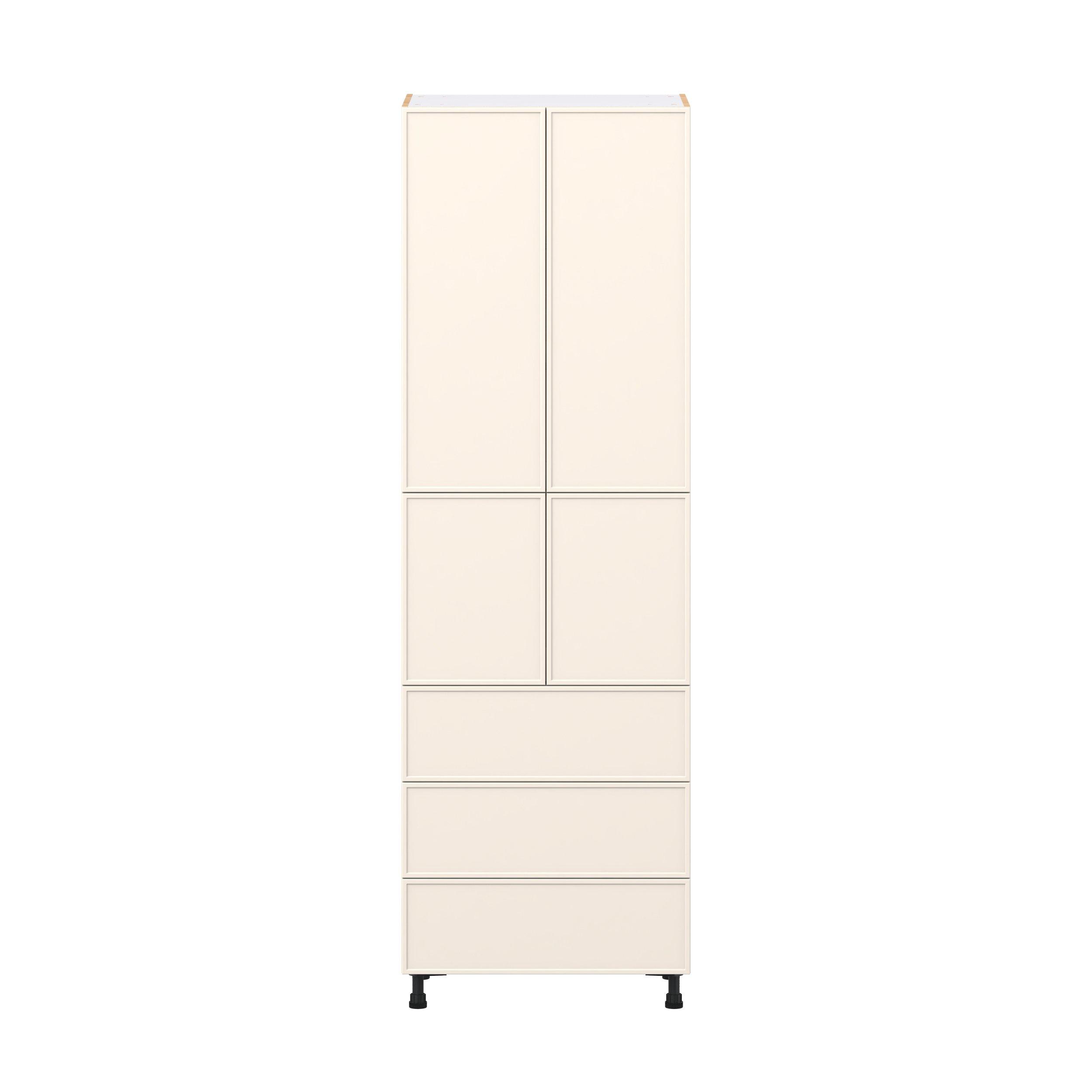 Linden 30 in. Painted Washed Linen Door and Drawer Pantry Cabinet with Inner Pull-Out