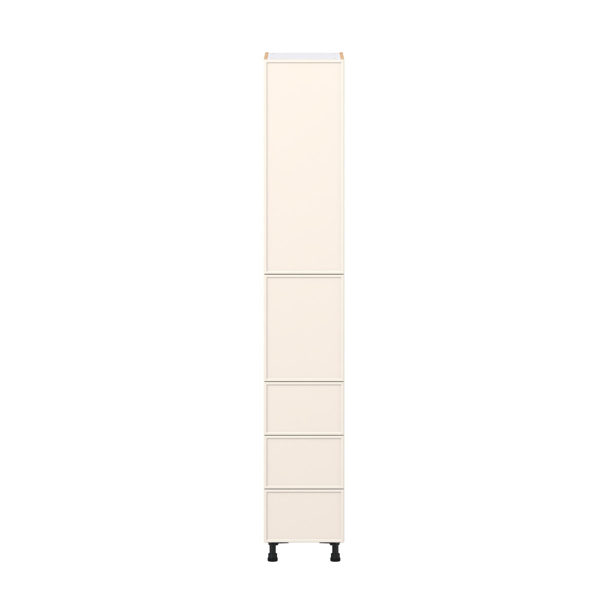 Linden 15 in. Painted Washed Linen Door and Drawer Pantry Cabinet with Inner Pull-Out