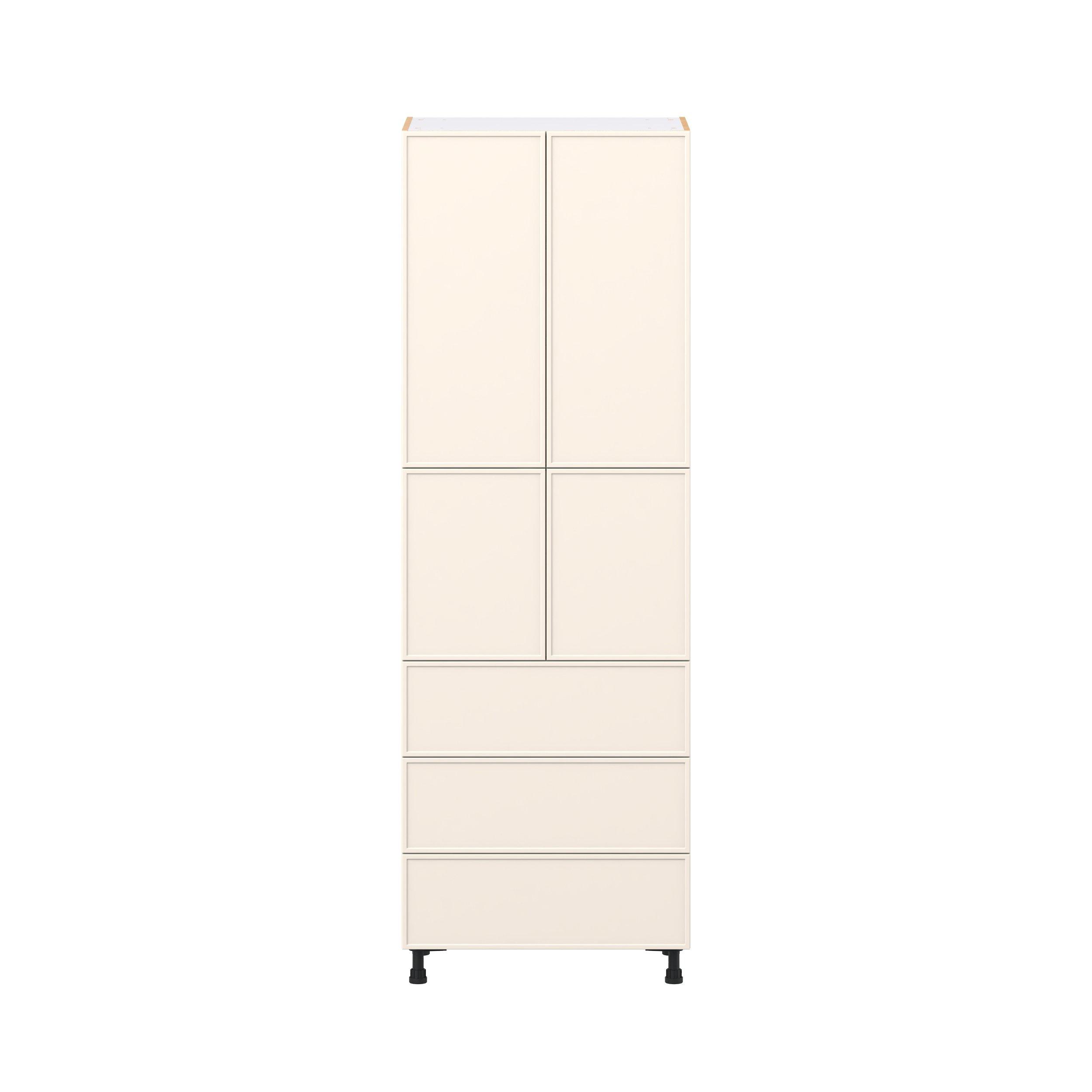 Linden 30 in. Painted Washed Linen Door and Drawer Pantry Cabinet with Inner Pull-Out