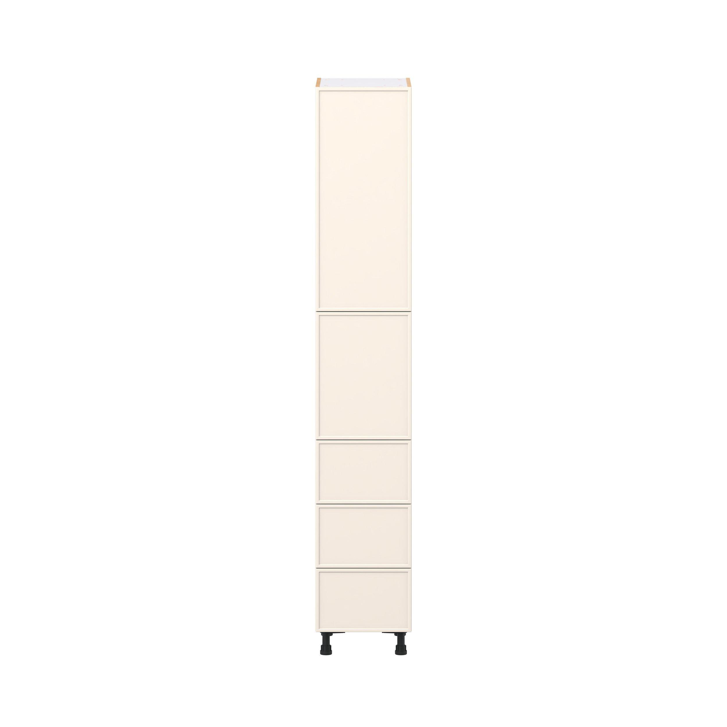 Linden 15 in. Painted Washed Linen Door and Drawer Pantry Cabinet with Inner Pull-Out